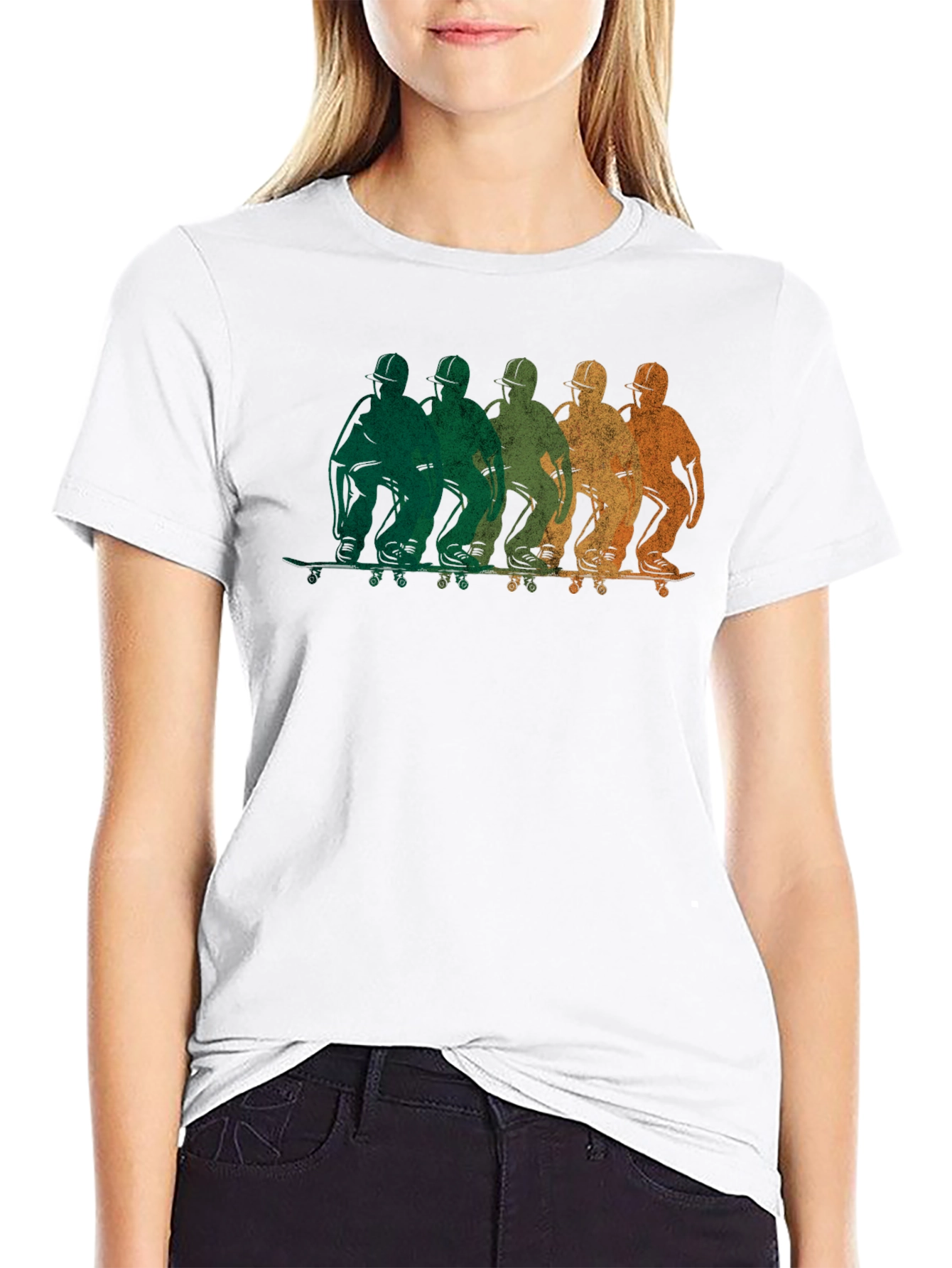 Retro Skateboarder Graphic Black T-Shirt