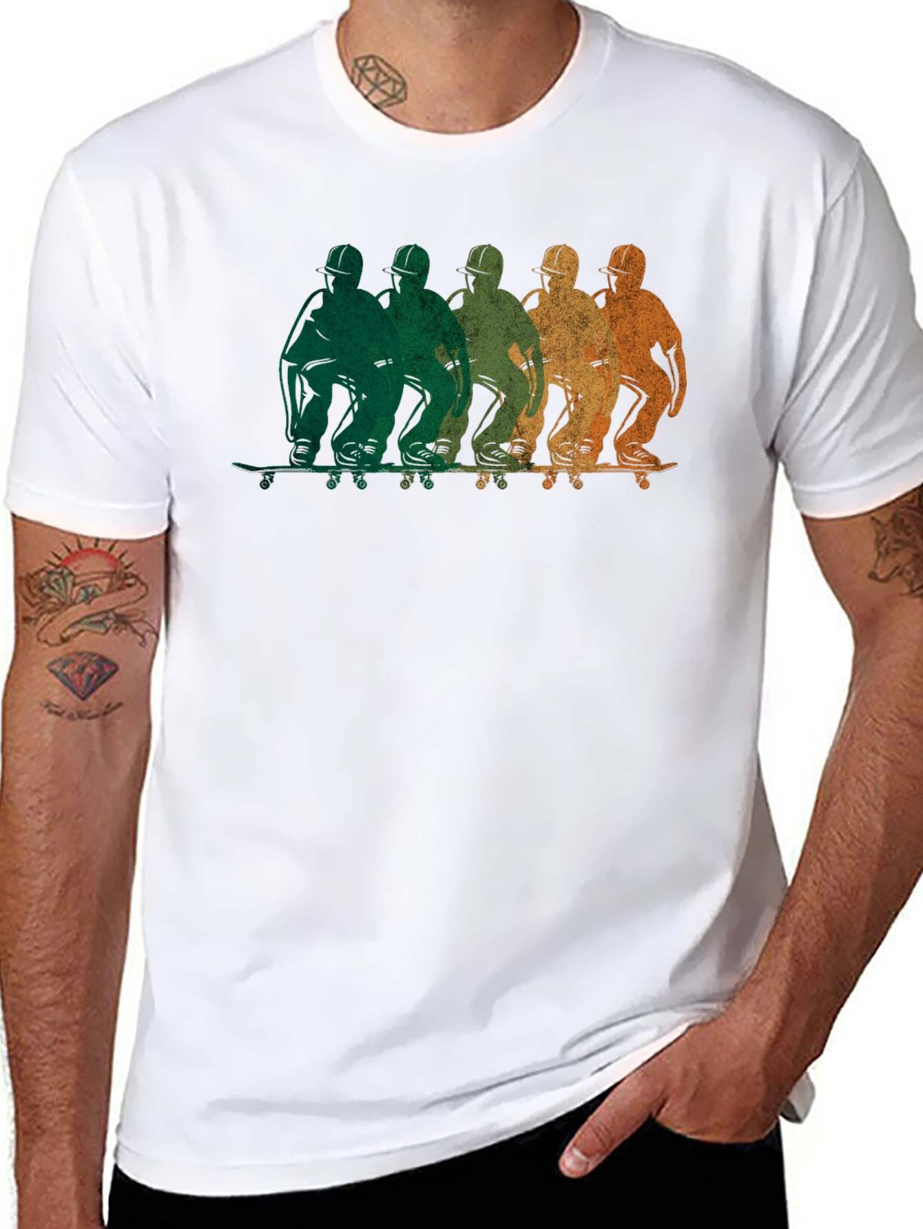 Retro Skateboarder Graphic Black T-Shirt