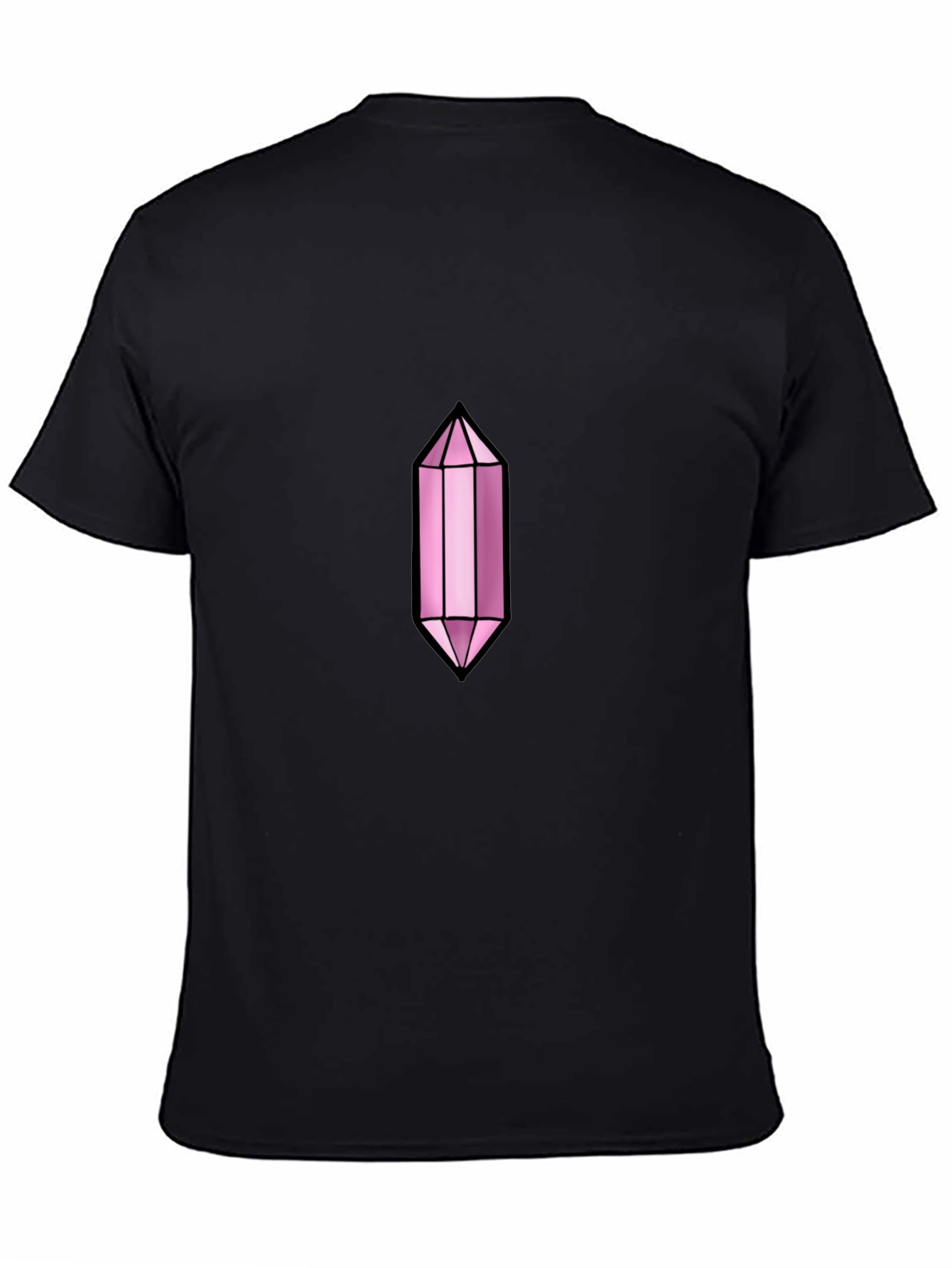 Mens Black T-Shirt with Pink Crystal Graphic