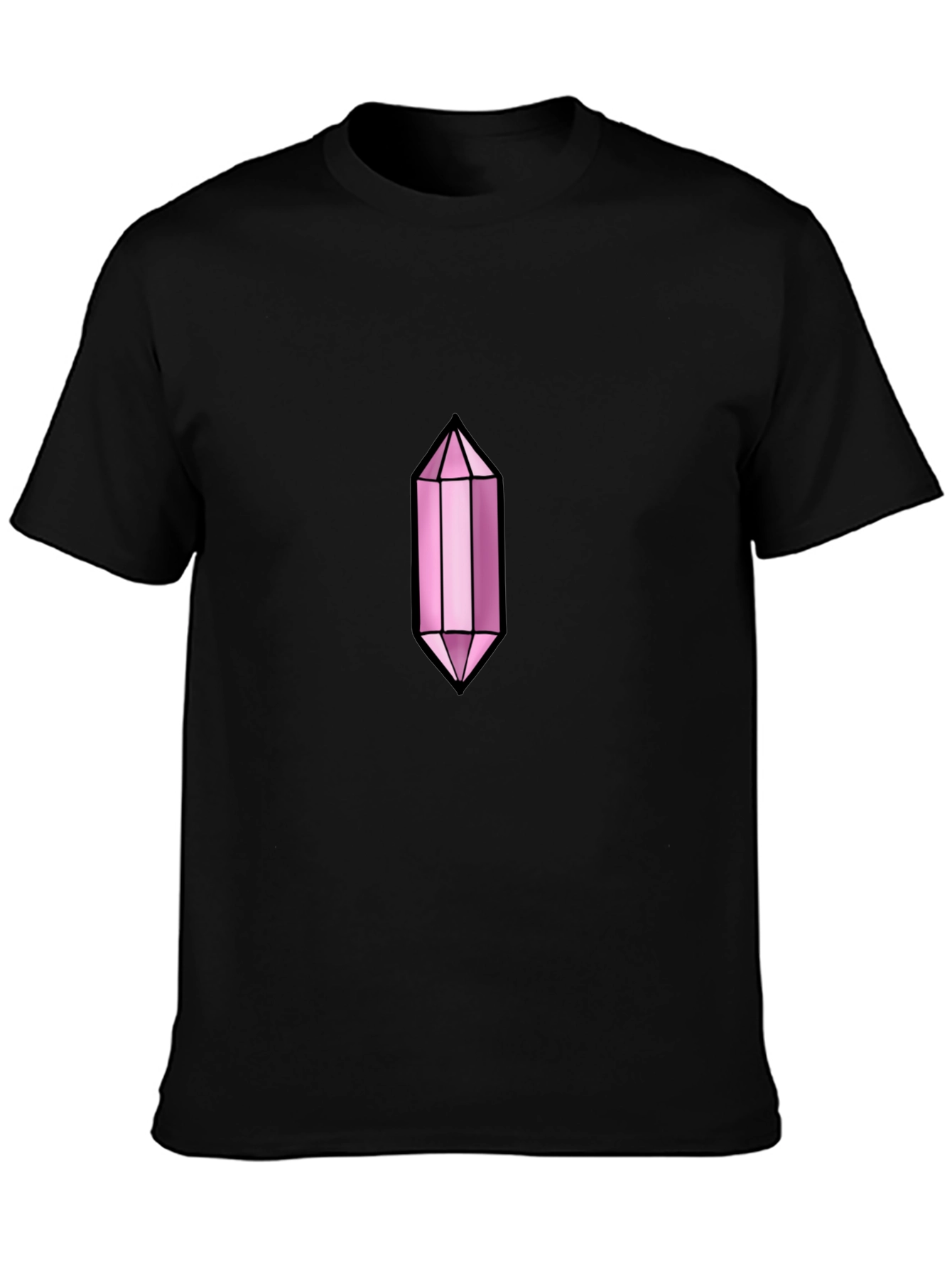 Mens Black T-Shirt with Pink Crystal Graphic