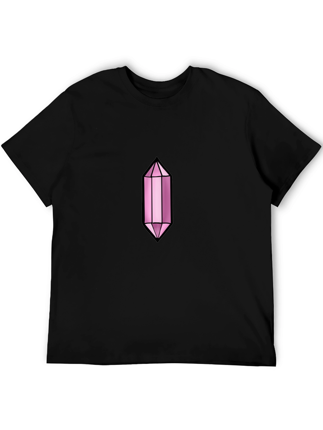 Mens Black T-Shirt with Pink Crystal Graphic