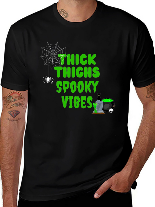 Thick Thighs Spooky Vibes Halloween T-Shirt