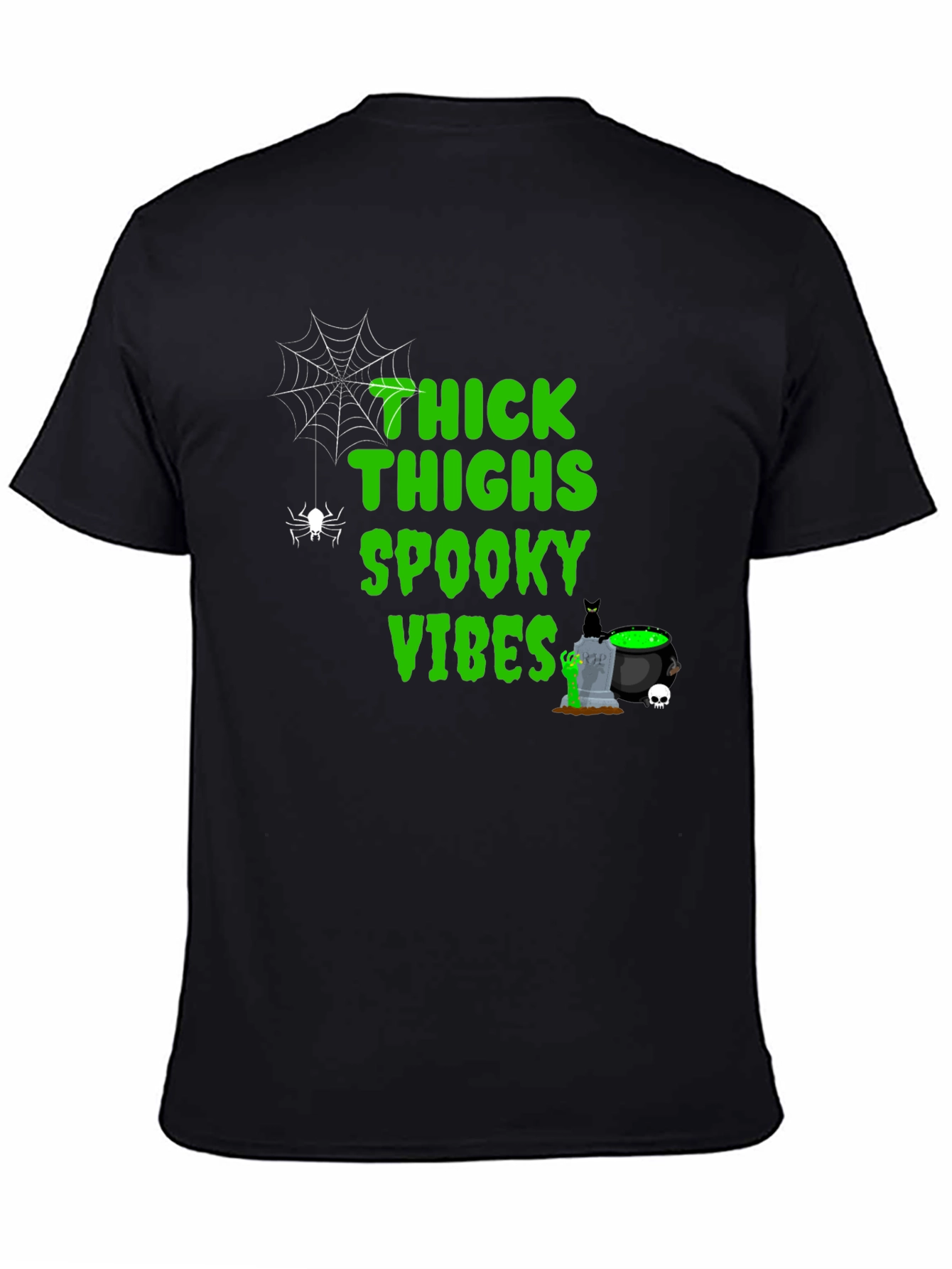 Thick Thighs Spooky Vibes Halloween T-Shirt
