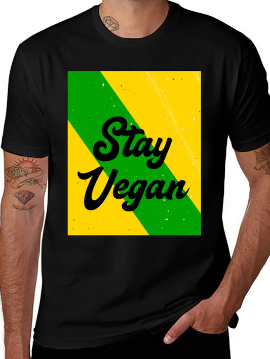 Stay Vegan Black Graphic T-Shirt