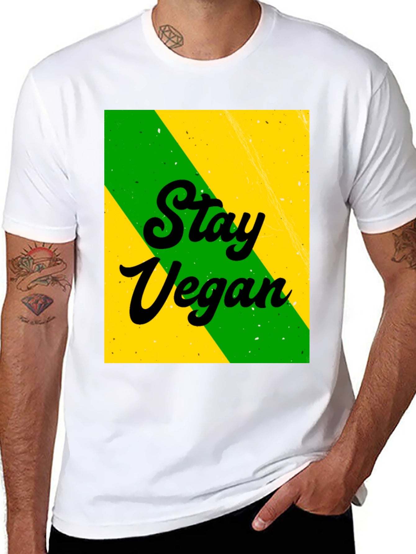 Stay Vegan Black Graphic T-Shirt