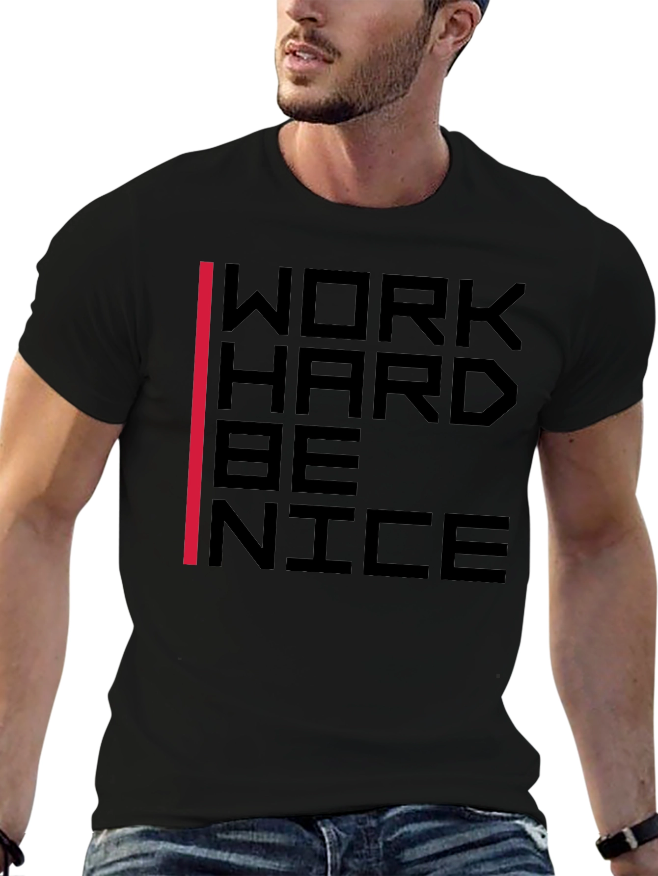 Work Hard Be Nice Graphic Tee - Black
