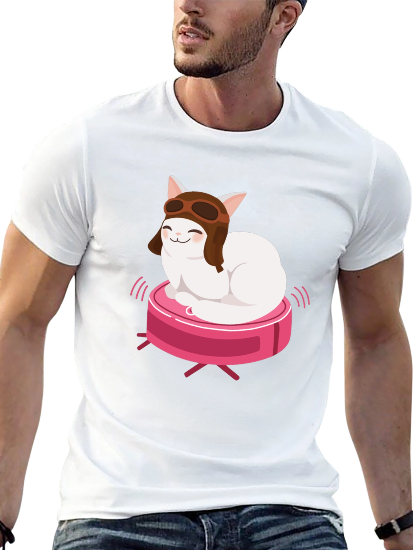 Cat Pilot on Robot Vacuum T-Shirt