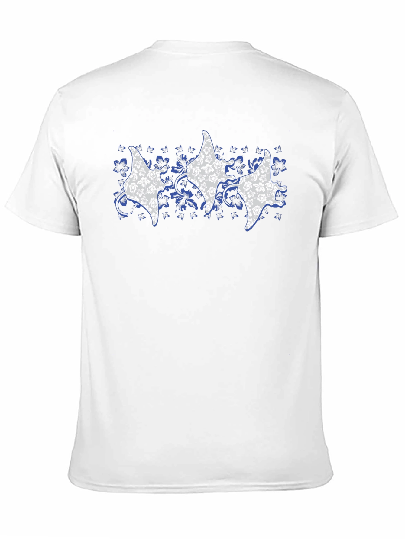 Floral Manta Ray Print Crew Neck T-Shirt
