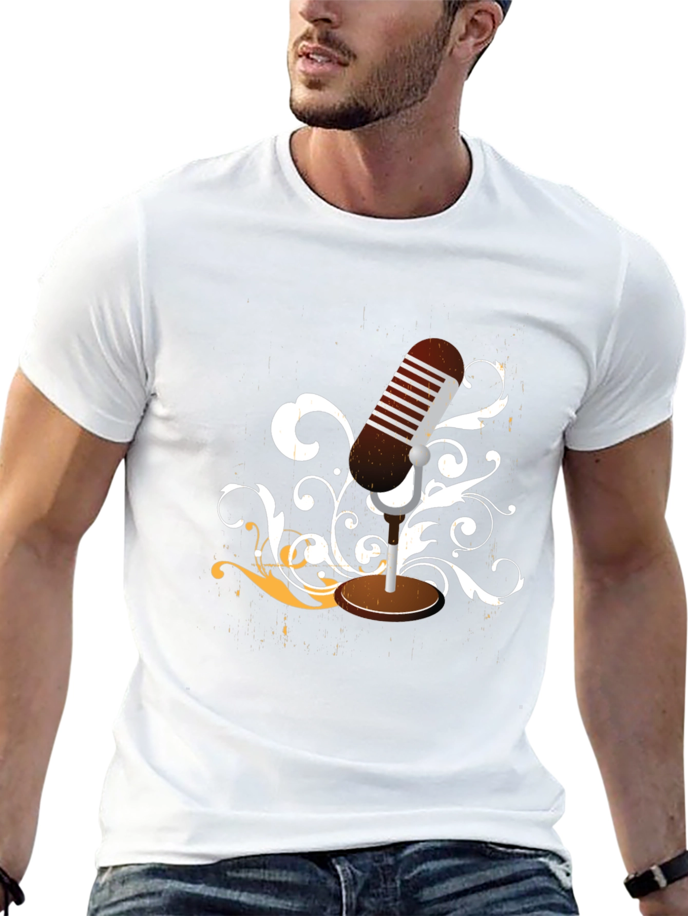 Retro Microphone Graphic Tee - Classic Style