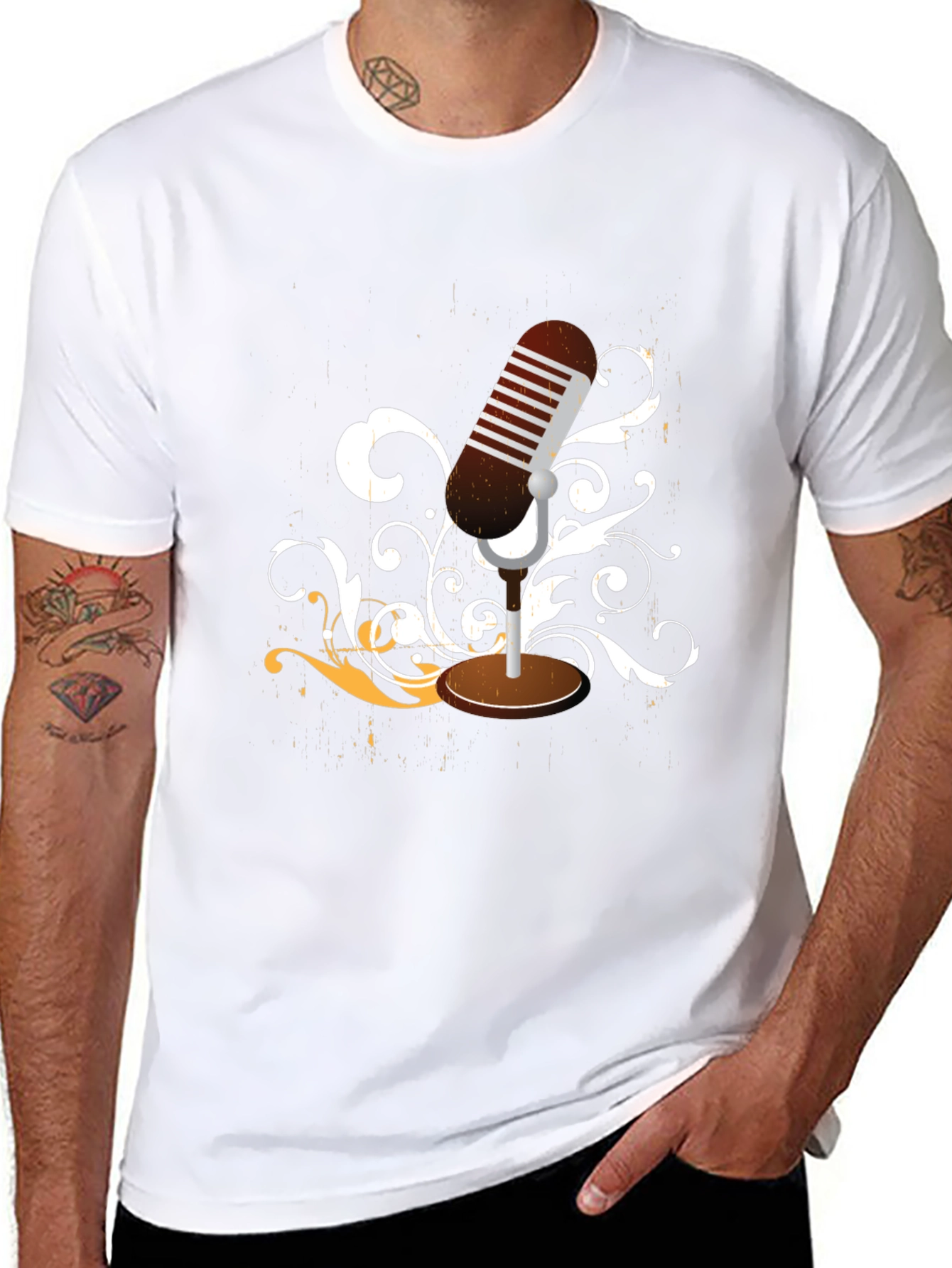 Retro Microphone Graphic Tee - Classic Style