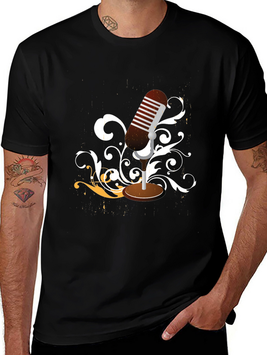 Retro Microphone Graphic Tee - Classic Style