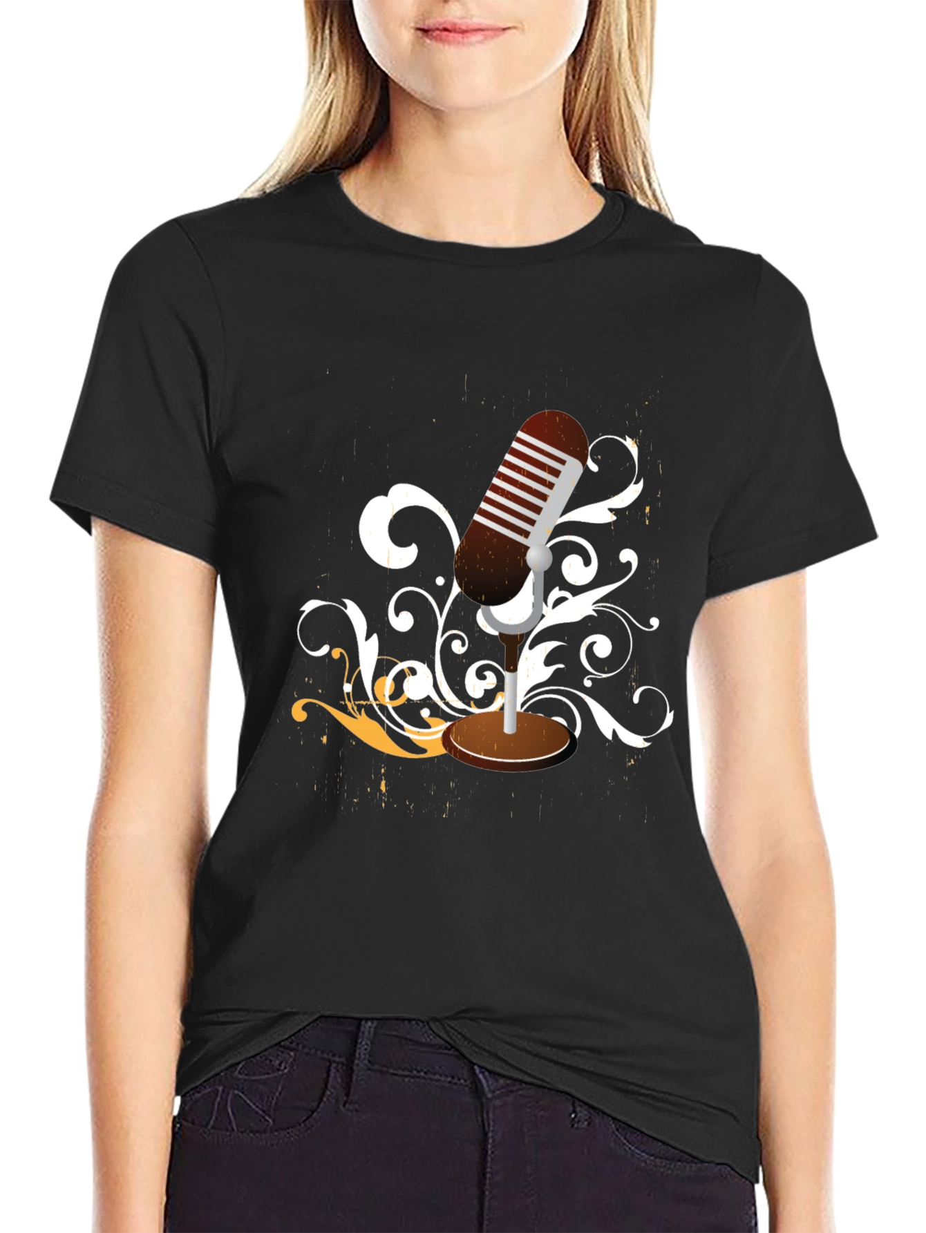 Retro Microphone Graphic Tee - Classic Style
