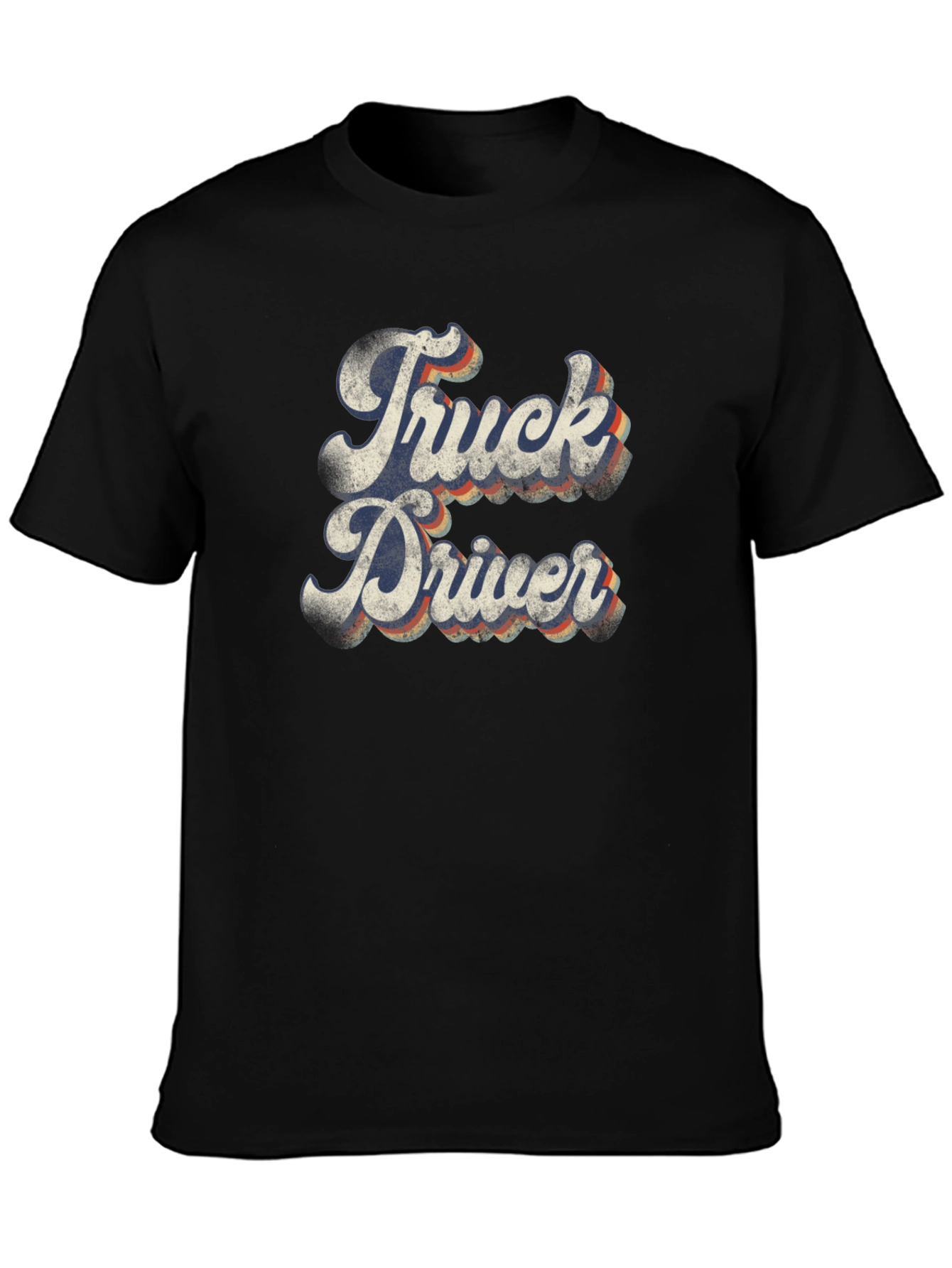 Retro Truck Driver Graphic Tee - Black