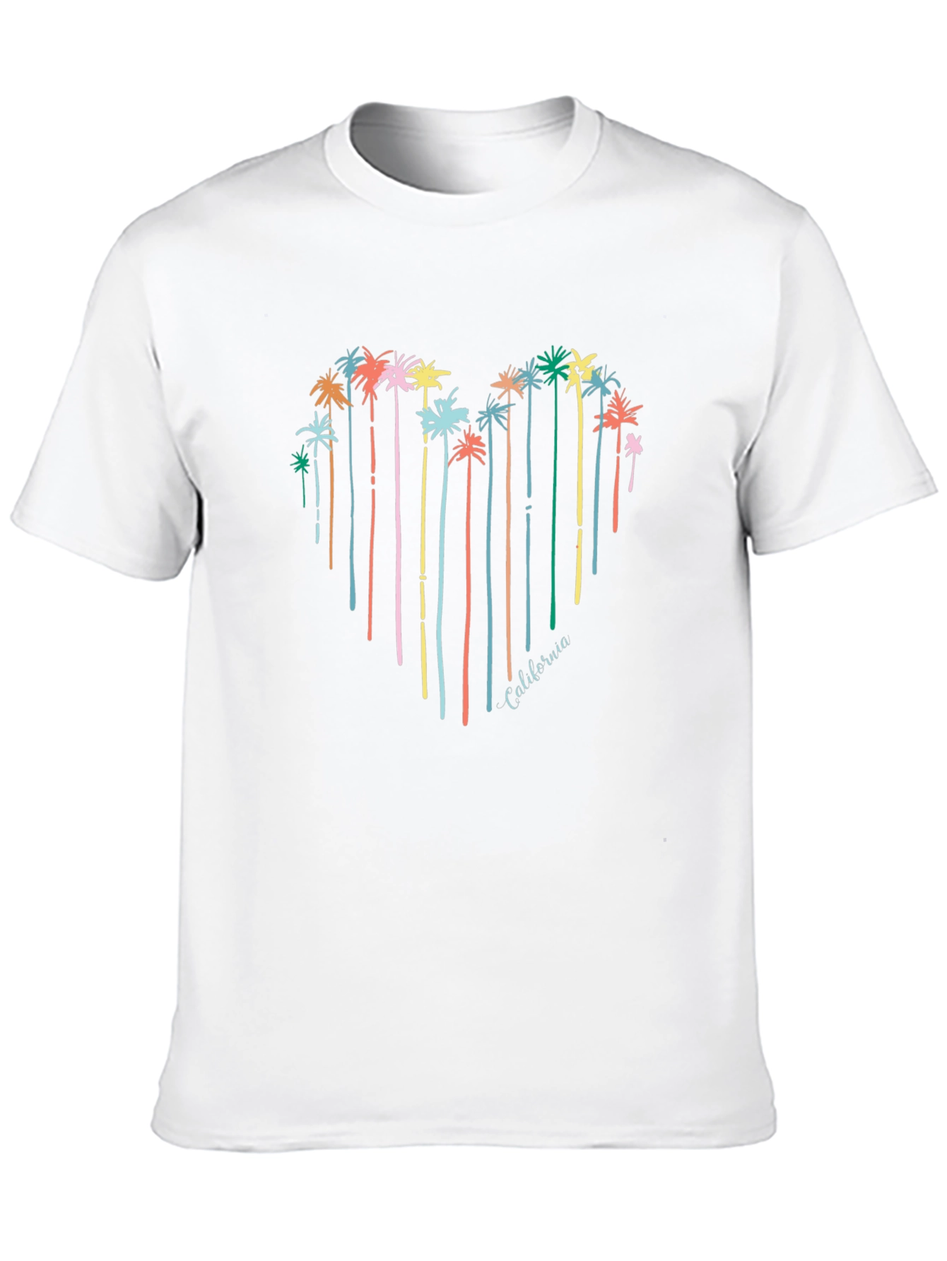 California Palm Tree Heart Graphic Tee - Black