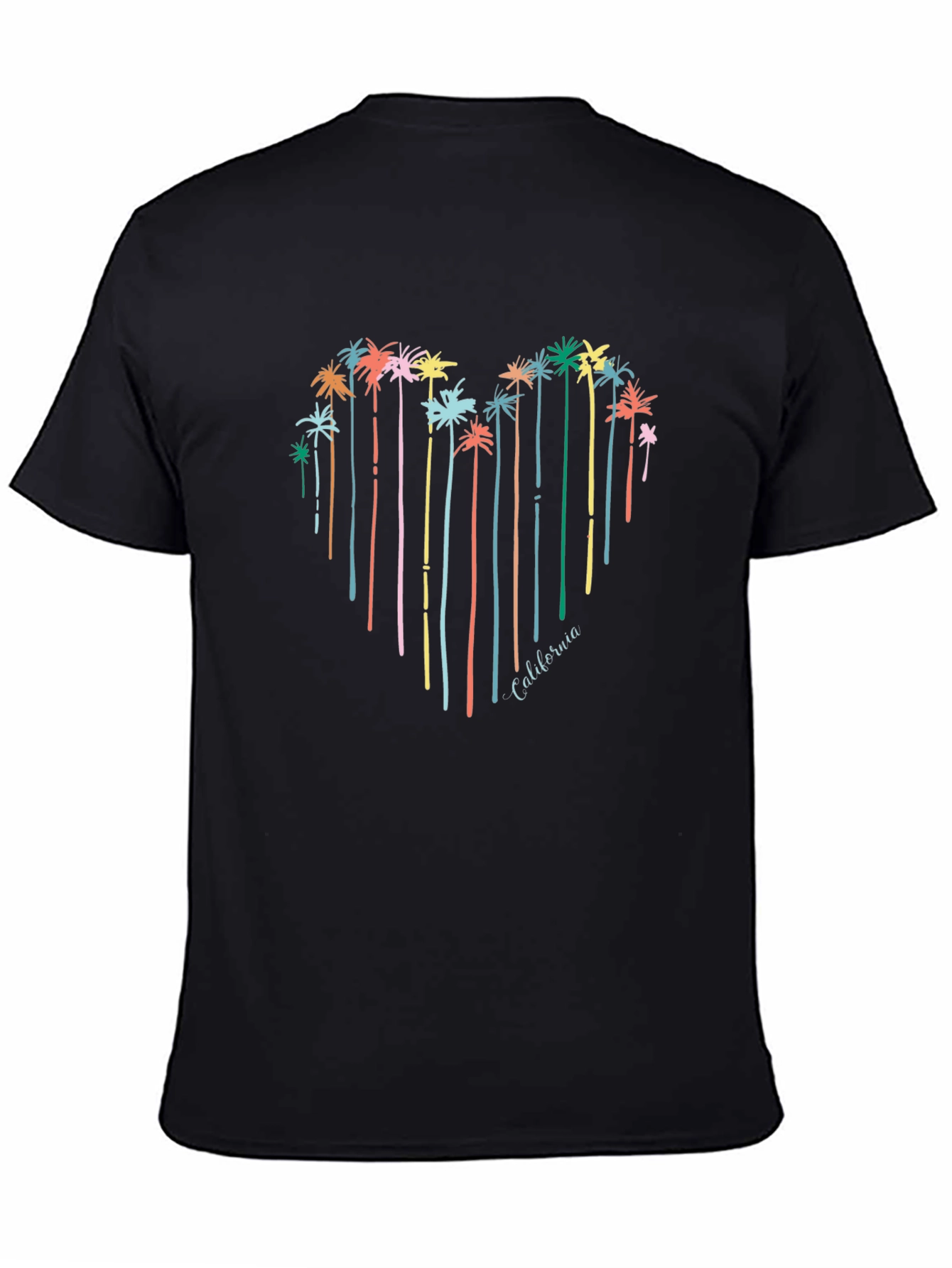 California Palm Tree Heart Graphic Tee - Black
