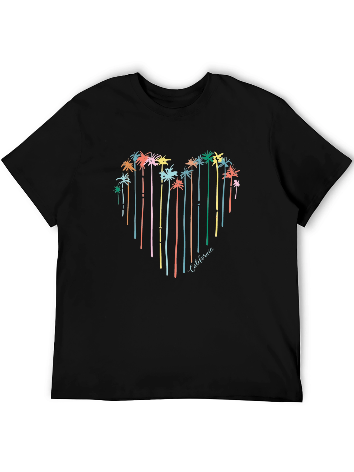 California Palm Tree Heart Graphic Tee - Black