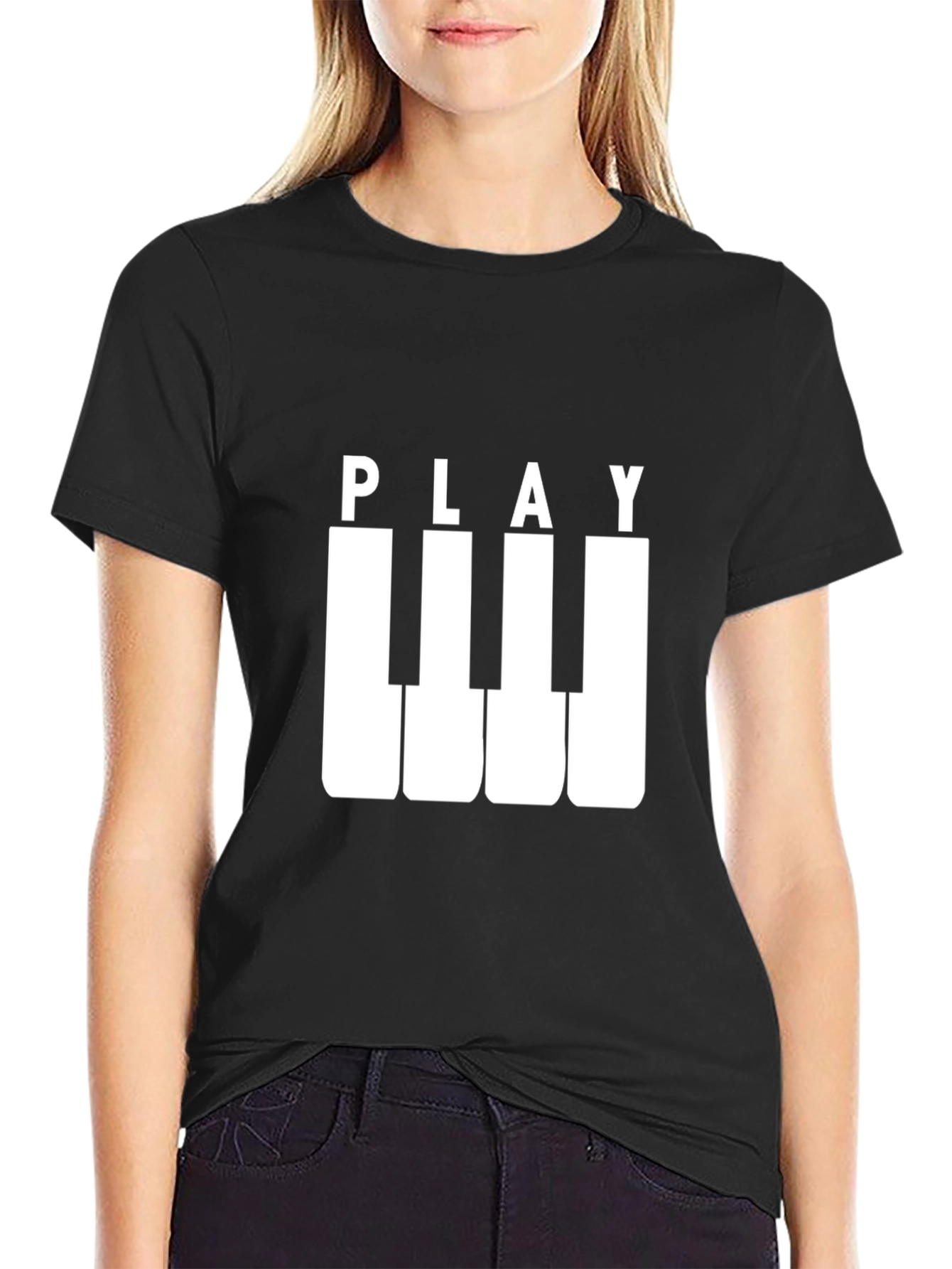 Play Piano Keys Black Graphic Tee