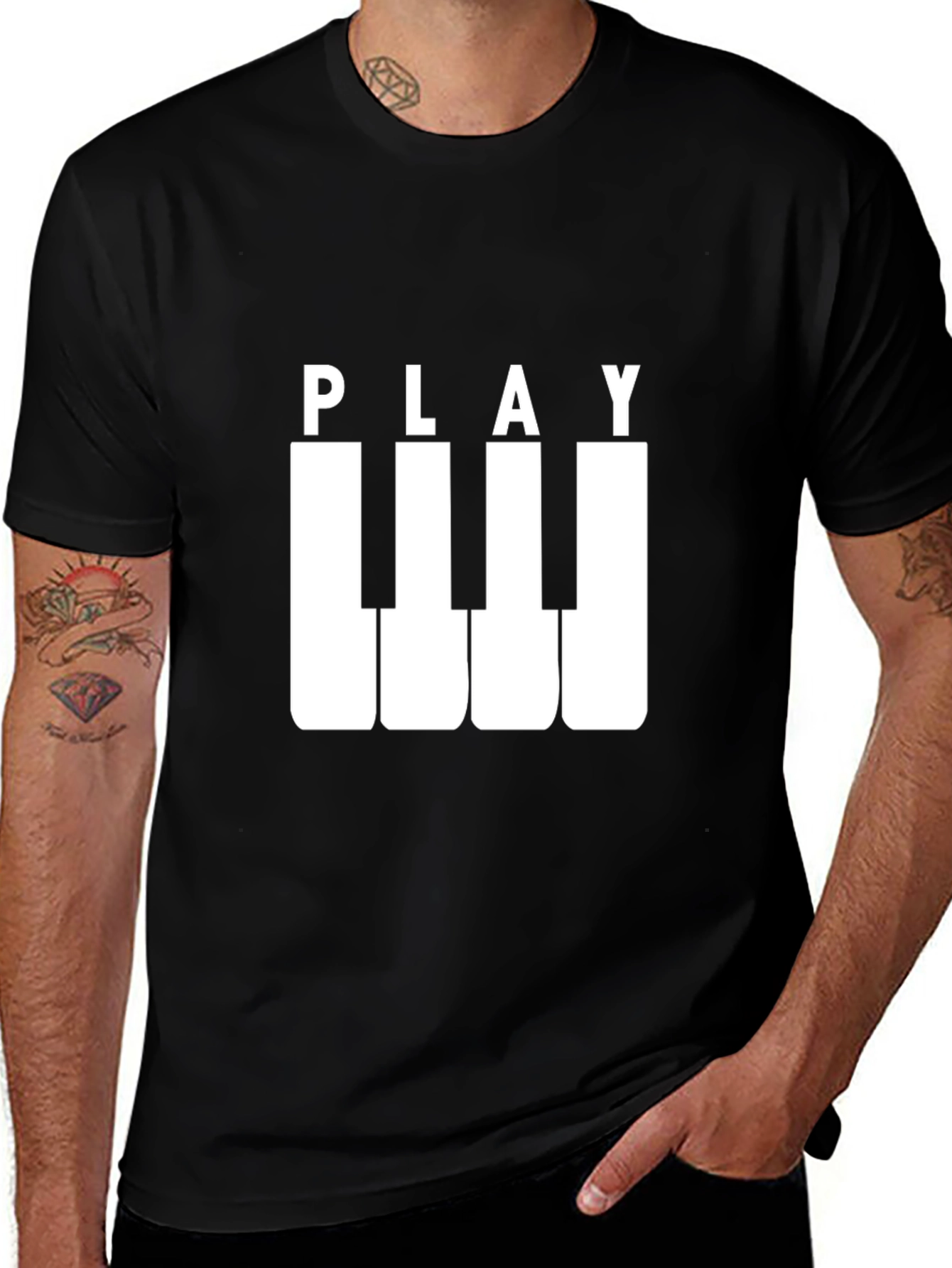 Play Piano Keys Black Graphic Tee