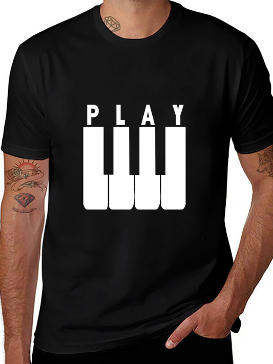 Play Piano Keys Black Graphic Tee