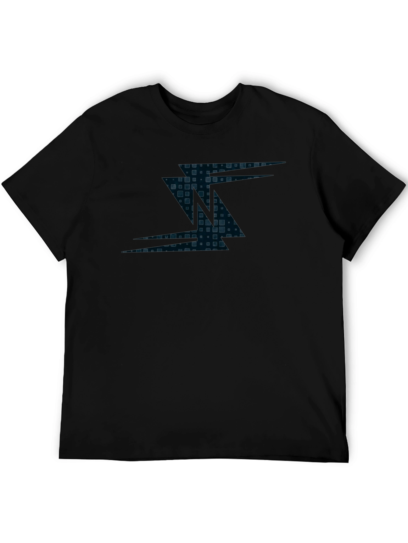 Modern Geometric Print Mens Black T-Shirt