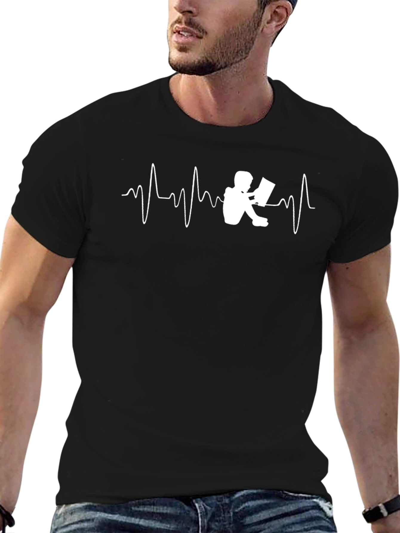 Reading Heartbeat Graphic T-Shirt - Black