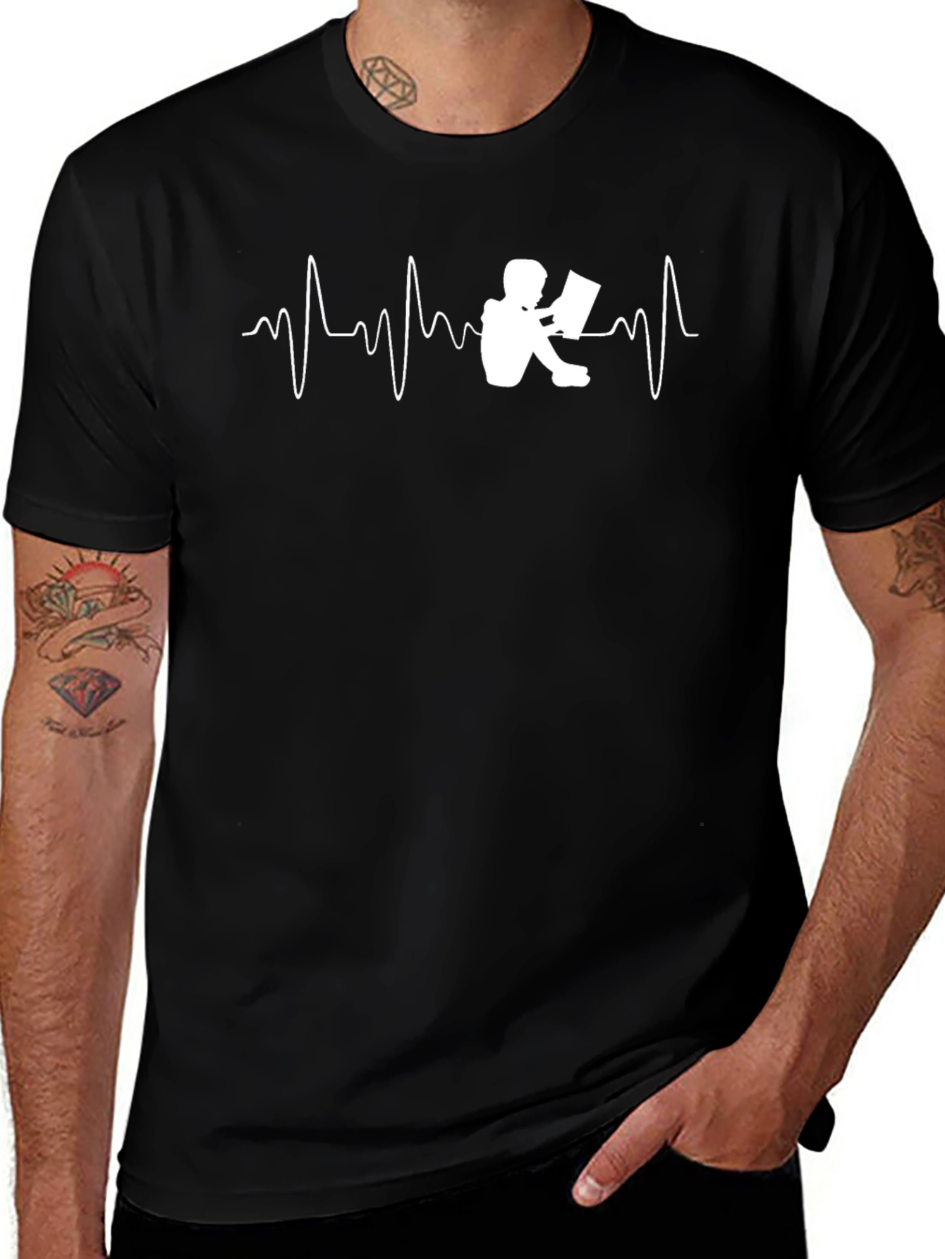 Reading Heartbeat Graphic T-Shirt - Black