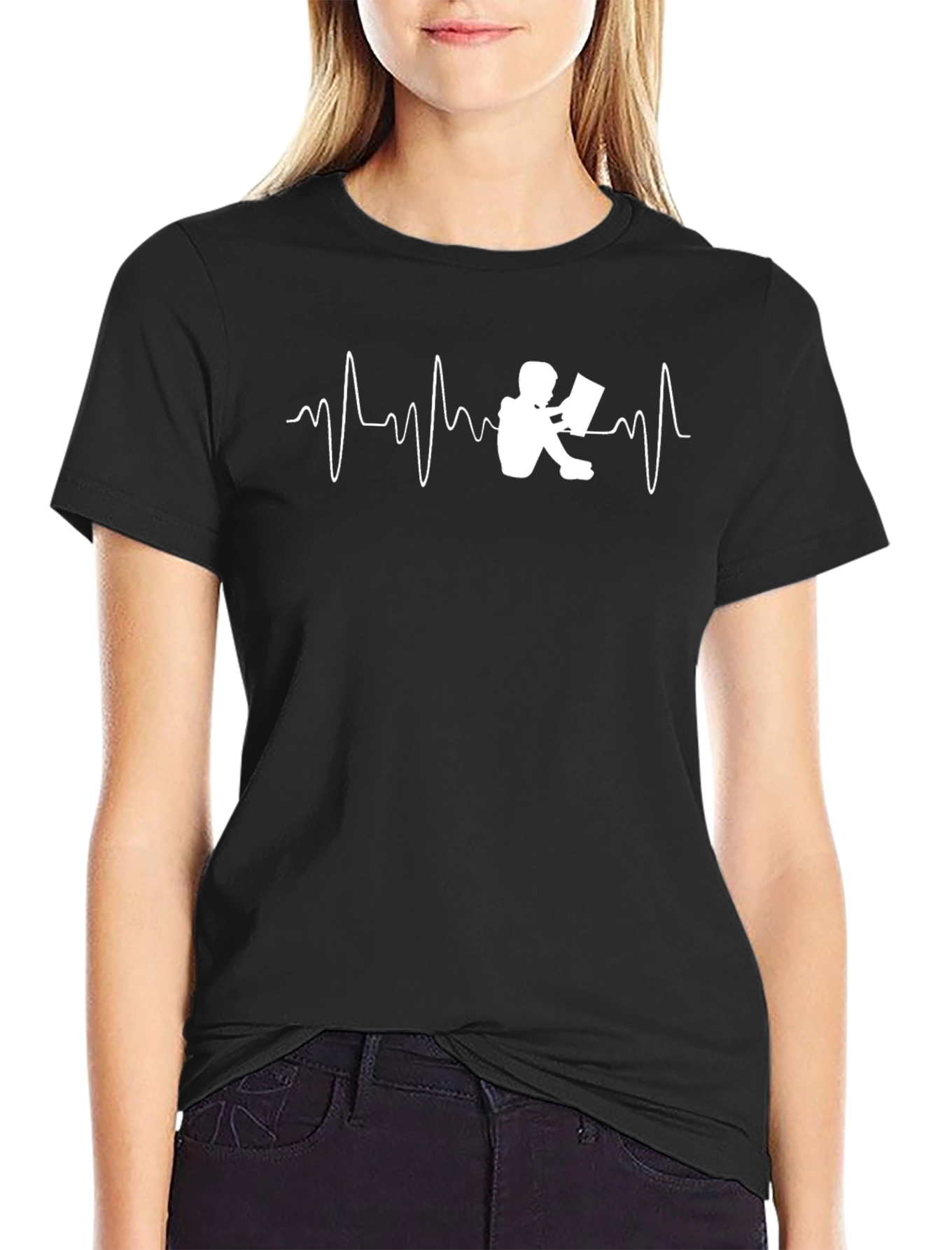 Reading Heartbeat Graphic T-Shirt - Black