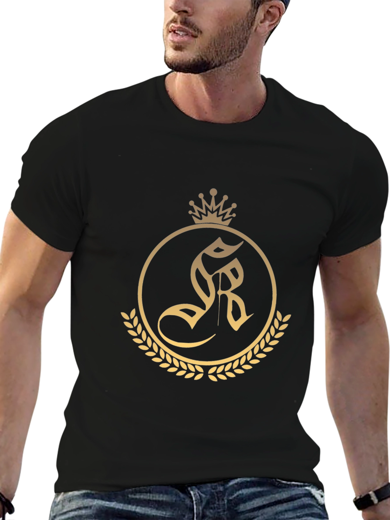 Regal Crest Tee - Black Cotton Blend