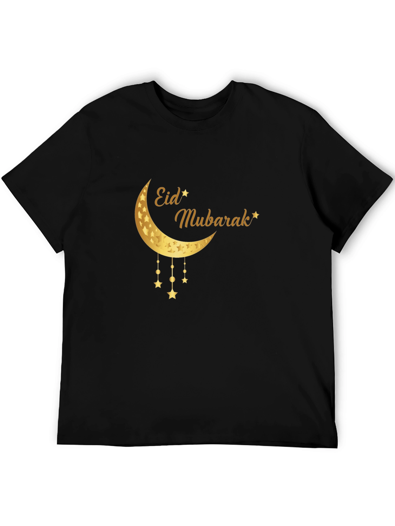 Eid Mubarak Moon & Stars Black T-Shirt