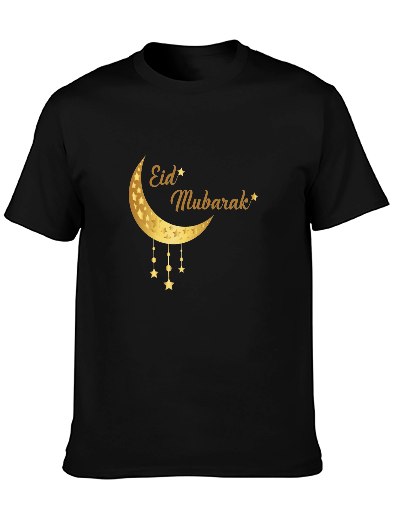Eid Mubarak Moon & Stars Black T-Shirt