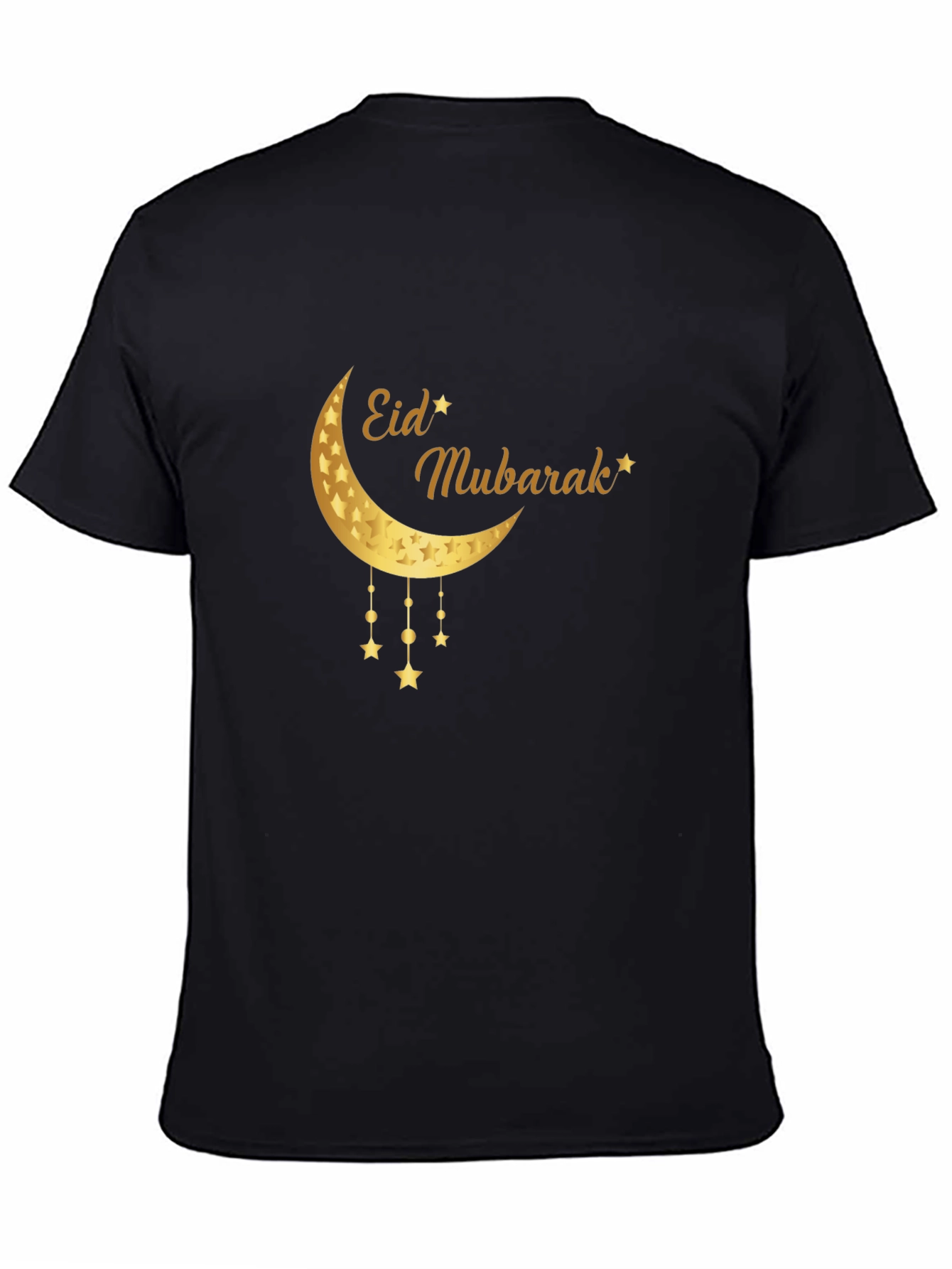 Eid Mubarak Moon & Stars Black T-Shirt