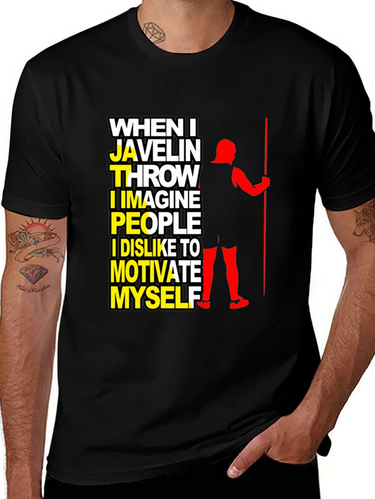 Javelin Thrower Graphic T-Shirt: Motivate Myself Design
