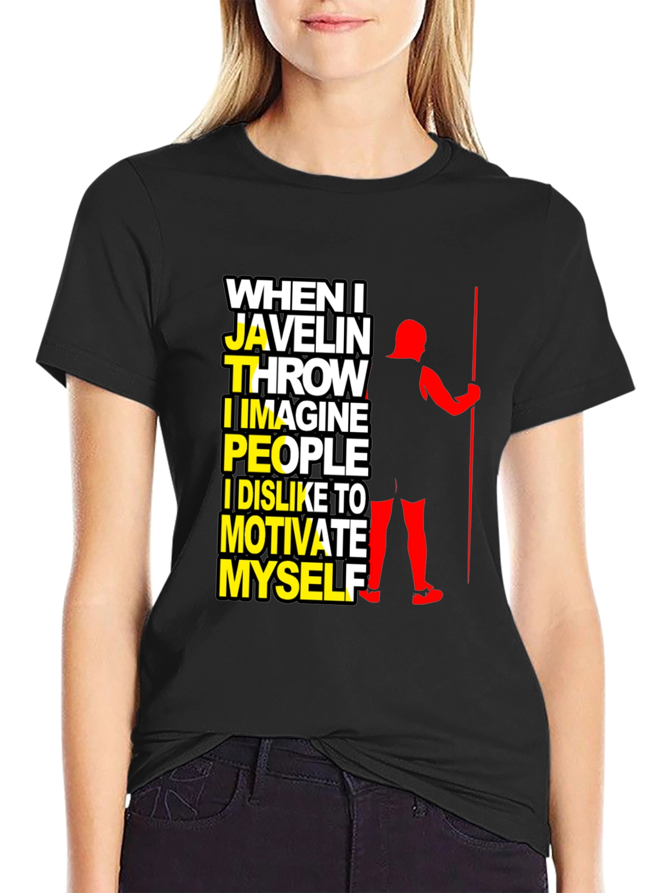 Javelin Thrower Graphic T-Shirt: Motivate Myself Design