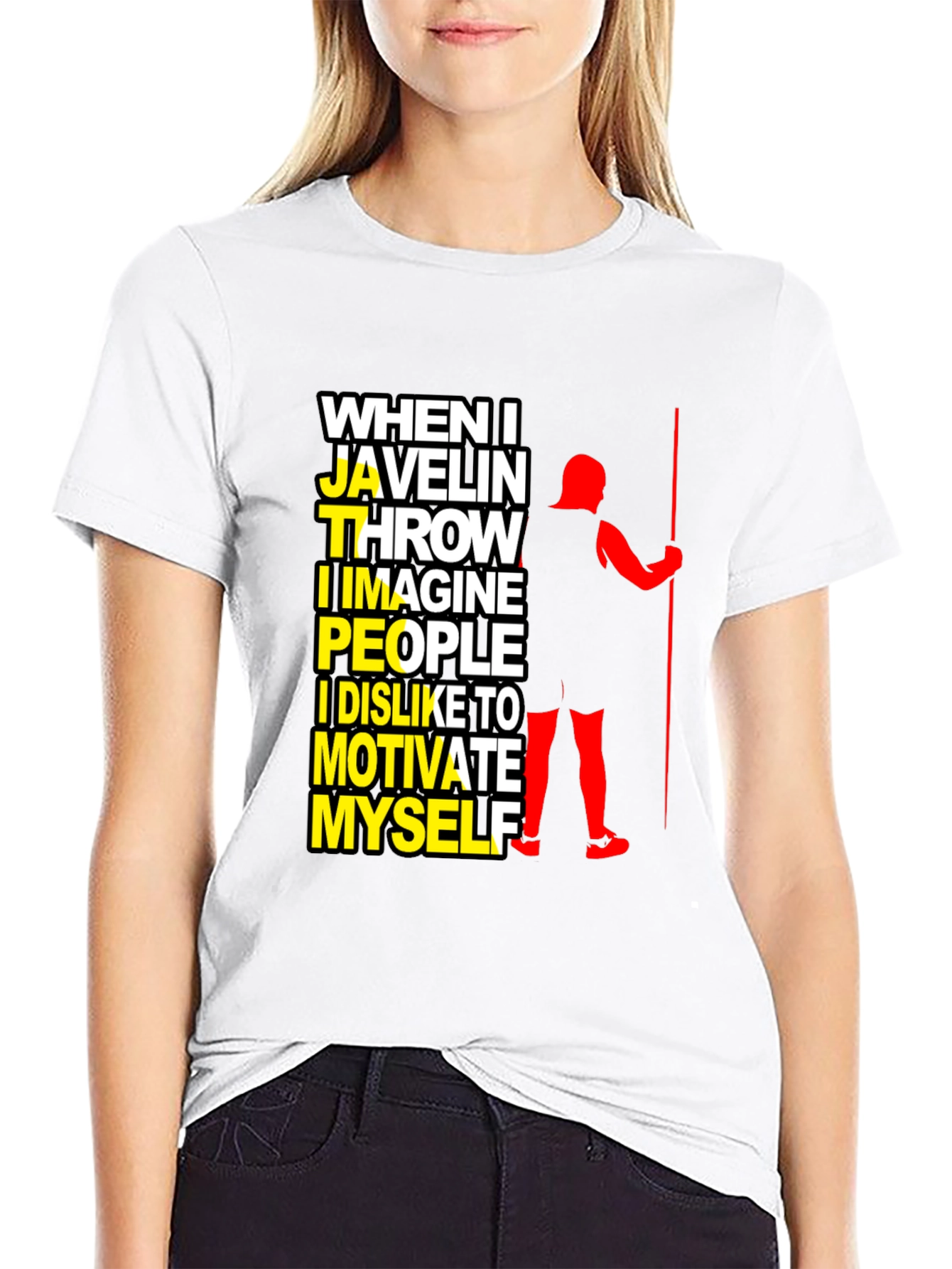 Javelin Thrower Graphic T-Shirt: Motivate Myself Design