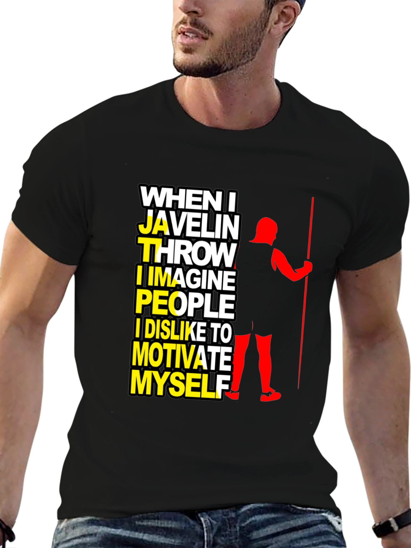 Javelin Thrower Graphic T-Shirt: Motivate Myself Design
