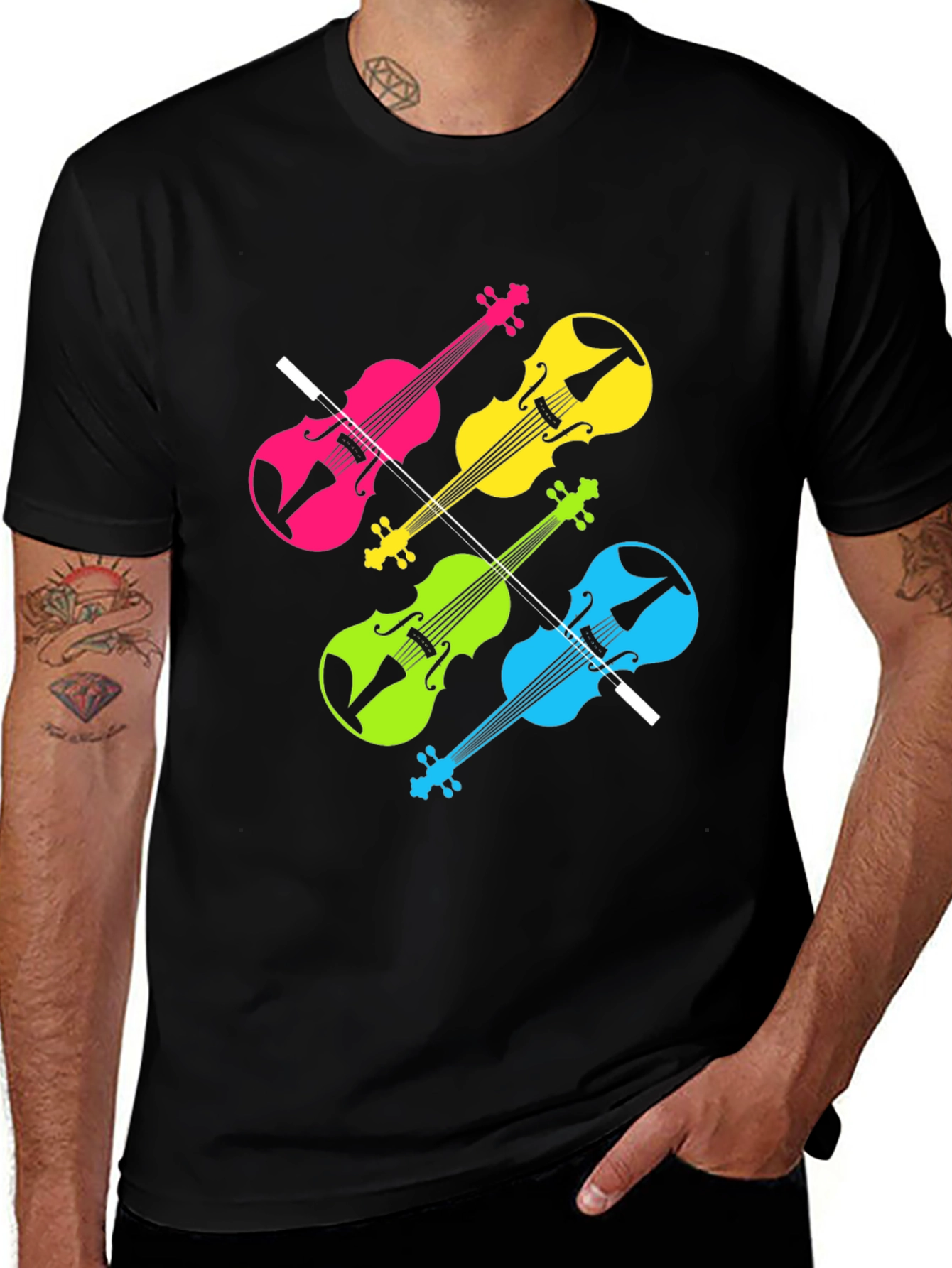 Neon Violin T-Shirt - Music Lover Tee