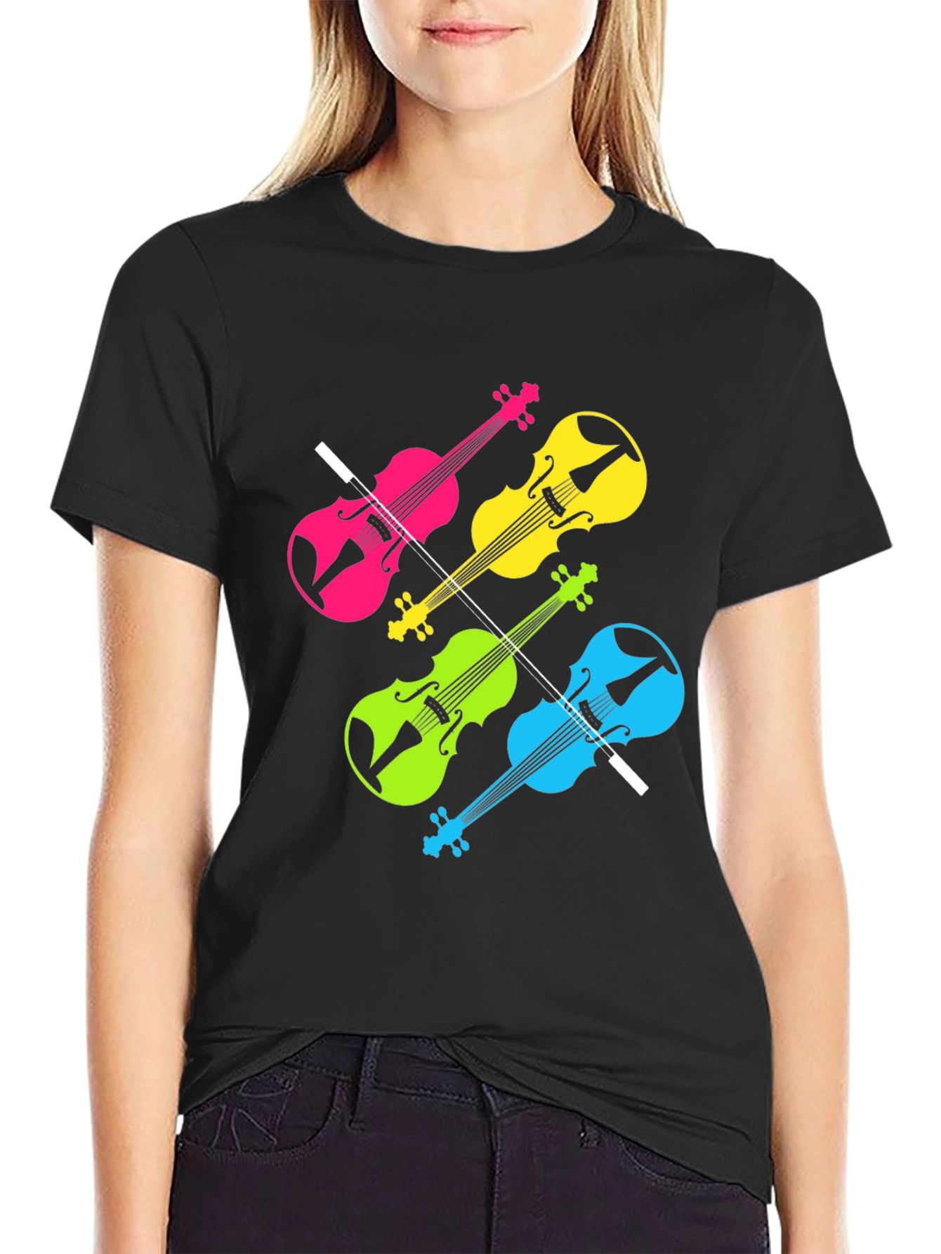 Neon Violin T-Shirt - Music Lover Tee