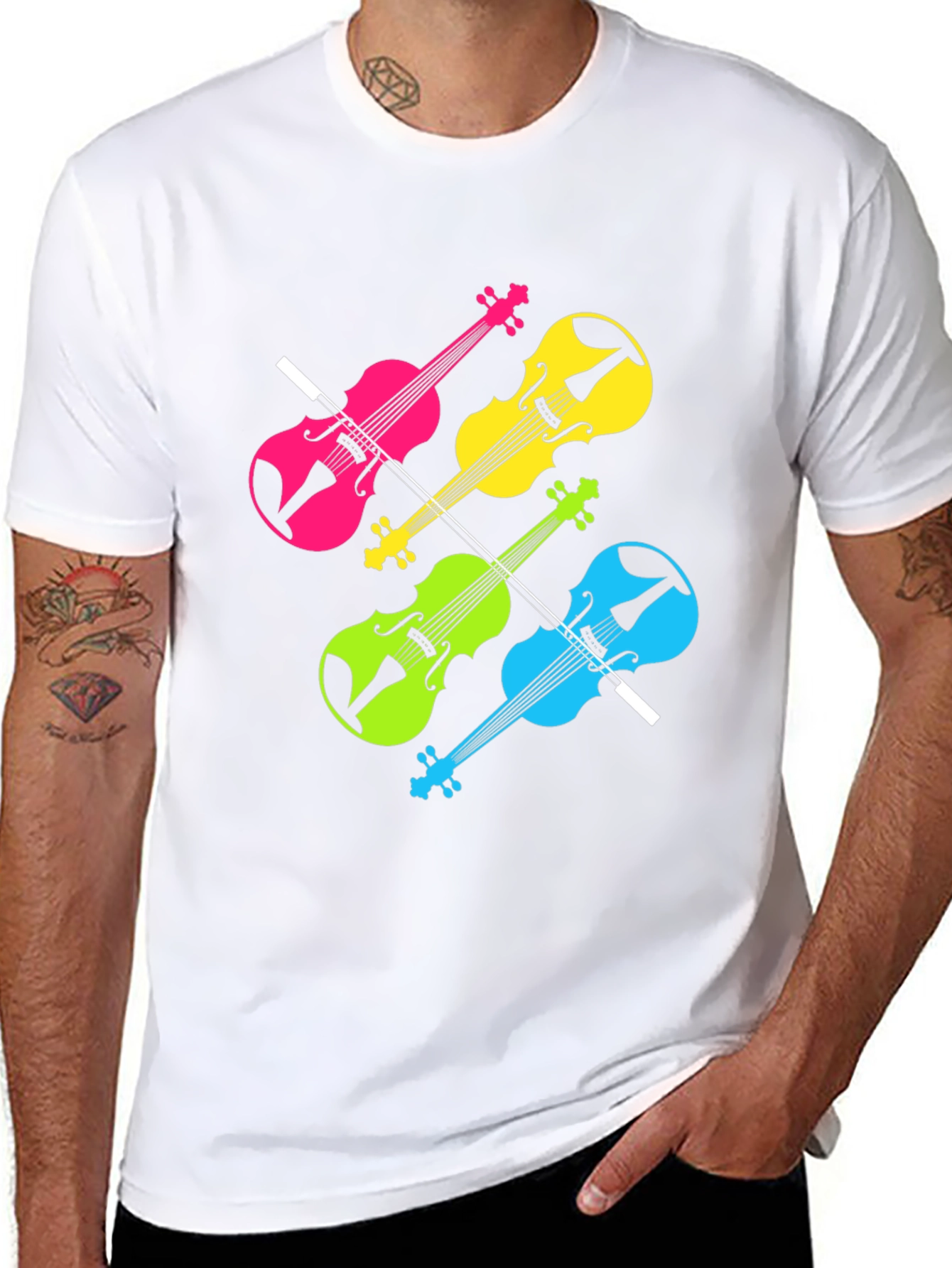 Neon Violin T-Shirt - Music Lover Tee