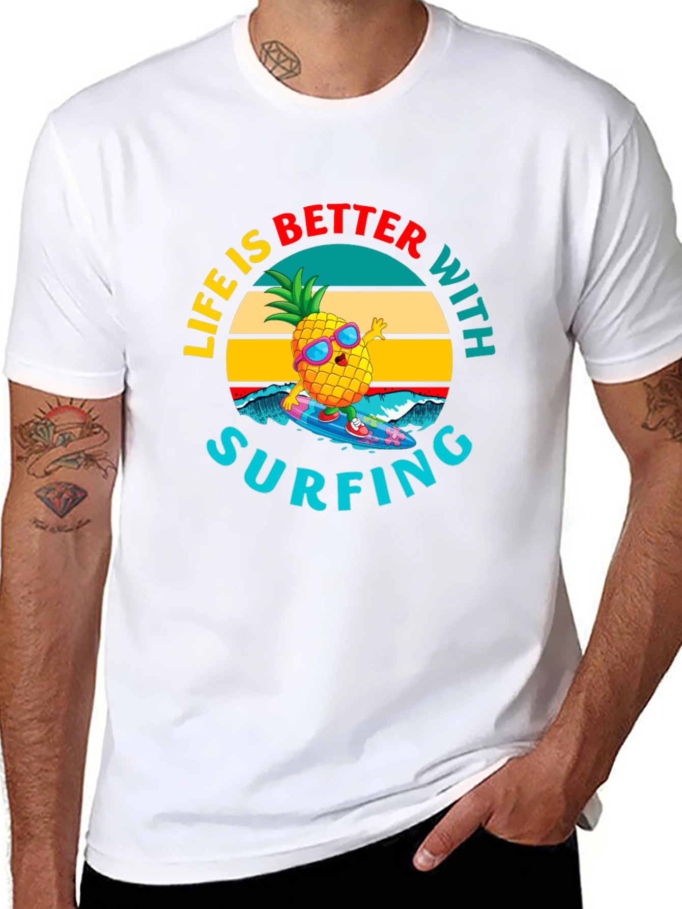 Life is Better with Surfing Pineapple Graphic Tee