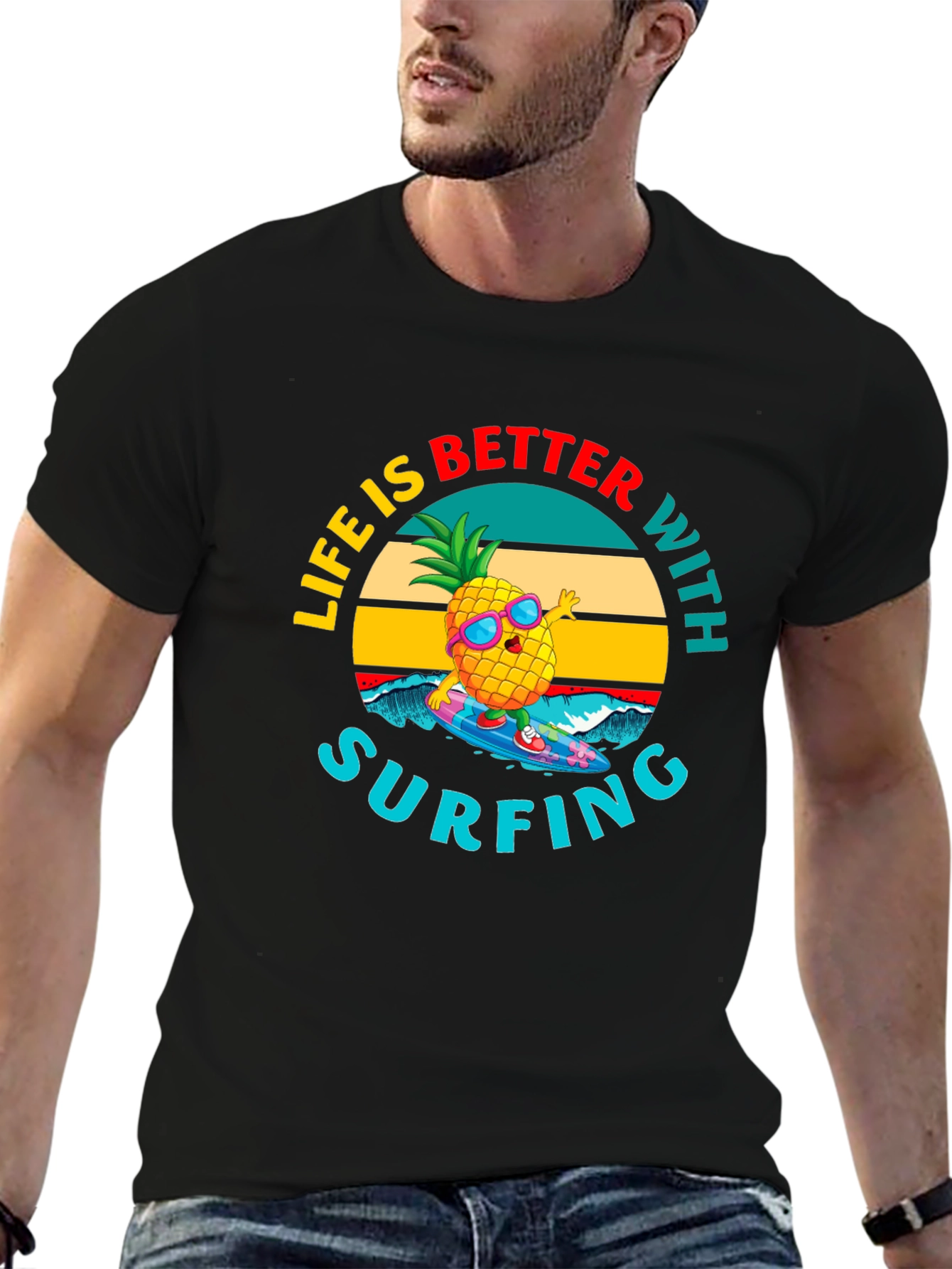 Life is Better with Surfing Pineapple Graphic Tee