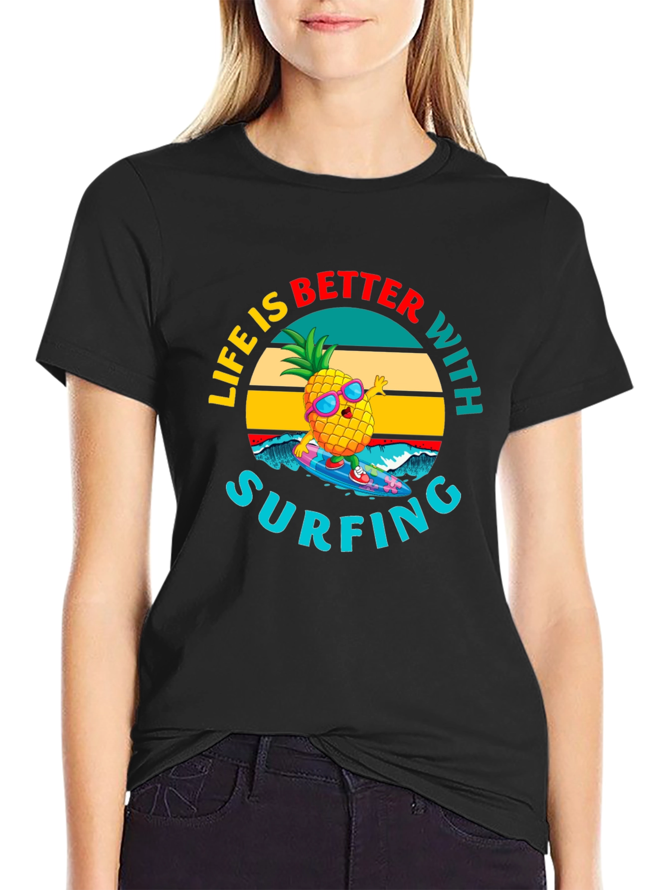 Life is Better with Surfing Pineapple Graphic Tee