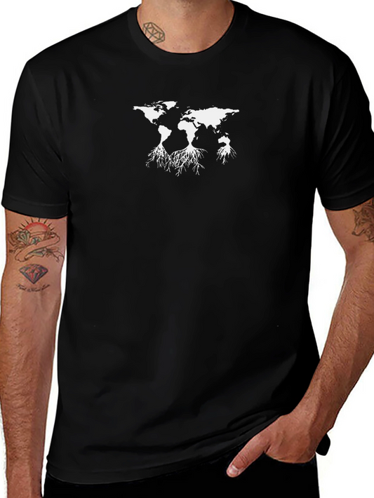 World Roots Graphic Tee - Black Cotton T-Shirt