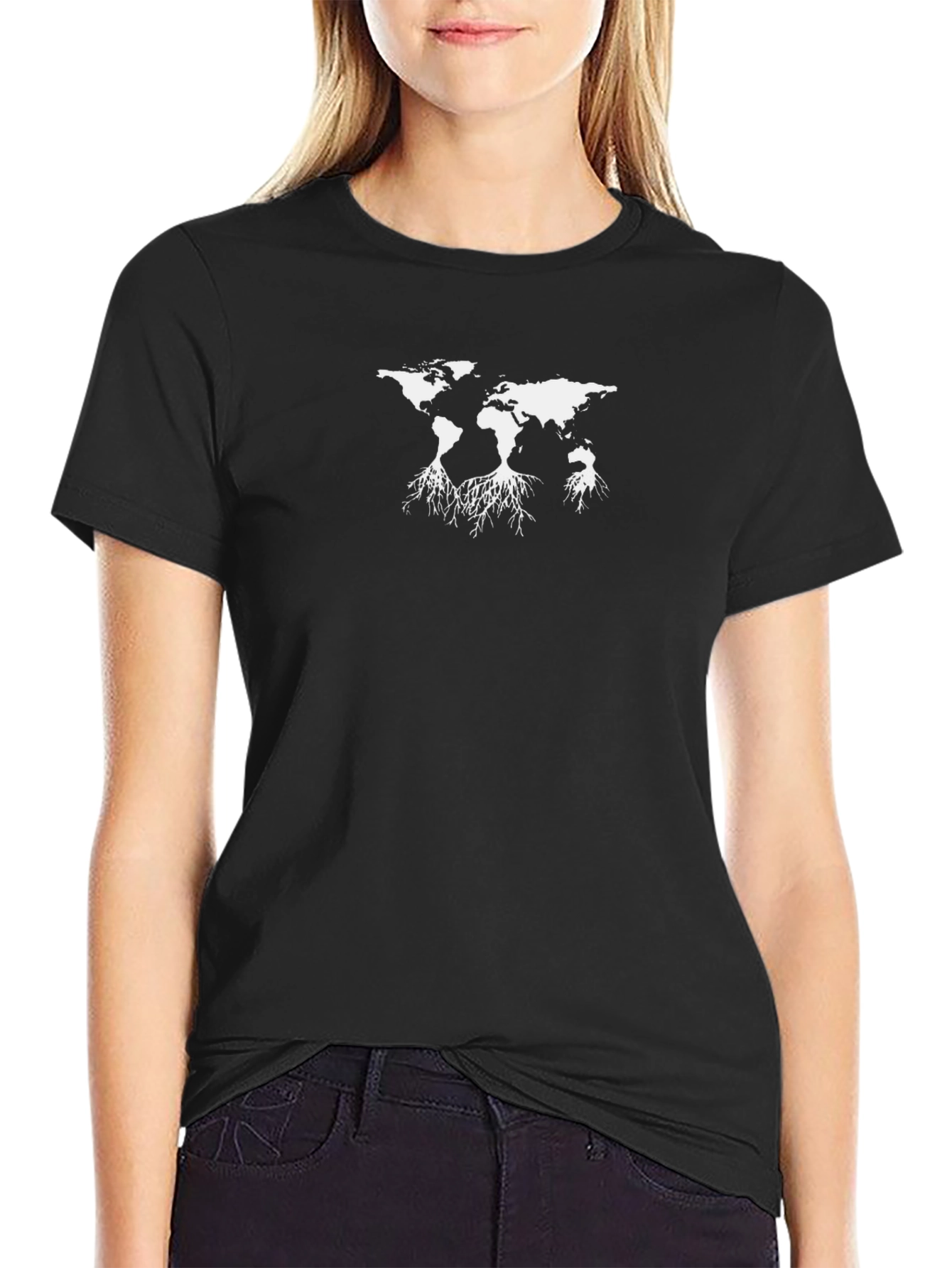 World Roots Graphic Tee - Black Cotton T-Shirt
