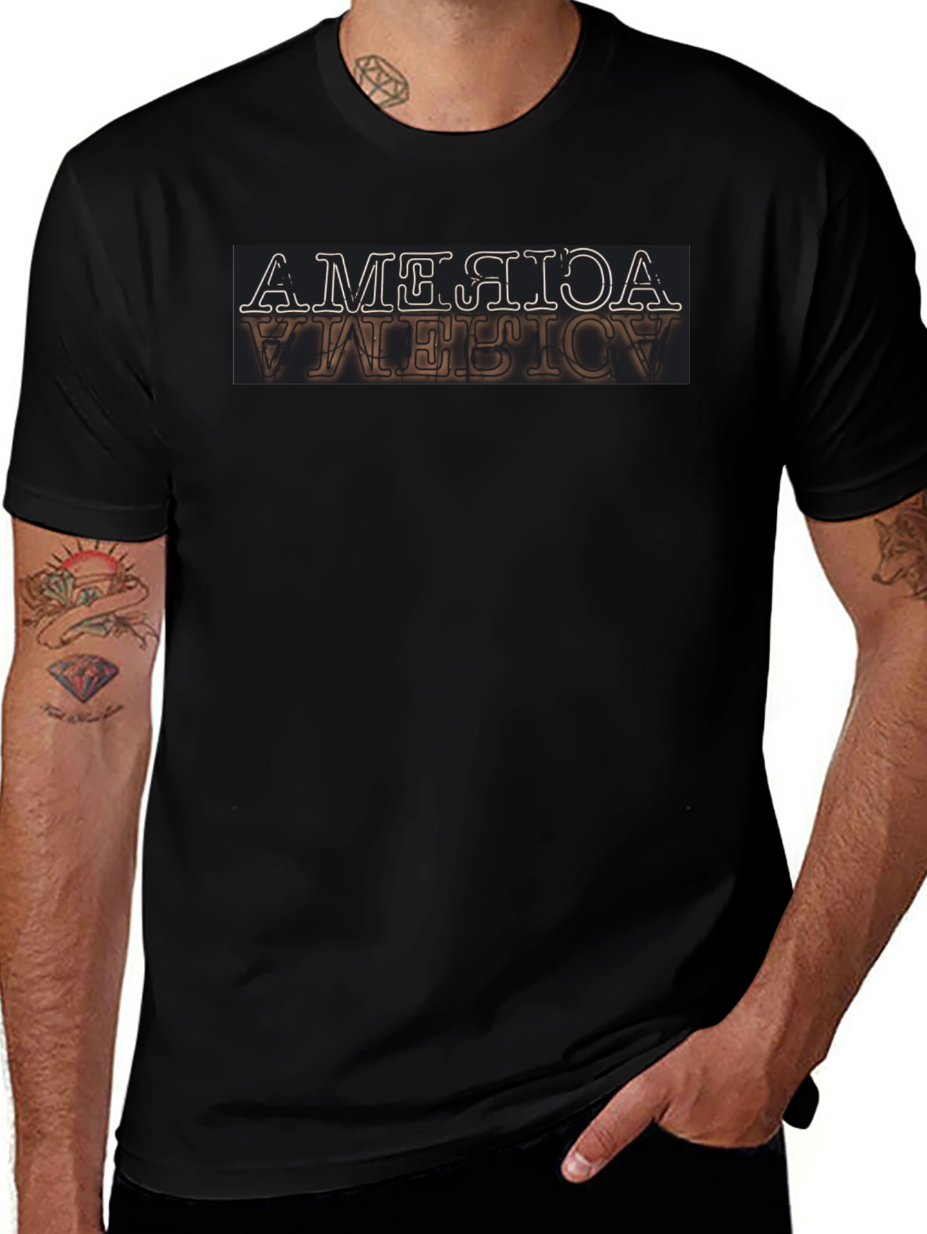 Inverted America Graphic Tee - Retro Design