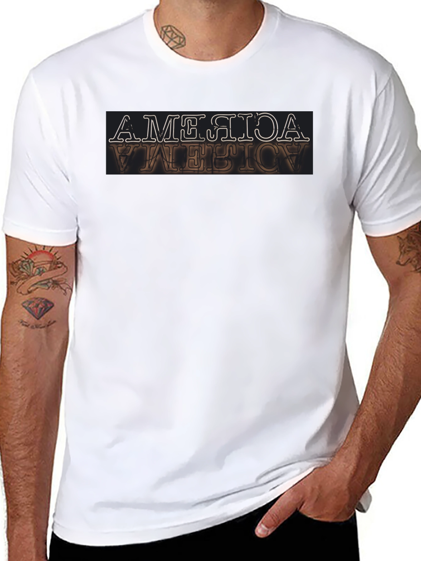 Inverted America Graphic Tee - Retro Design