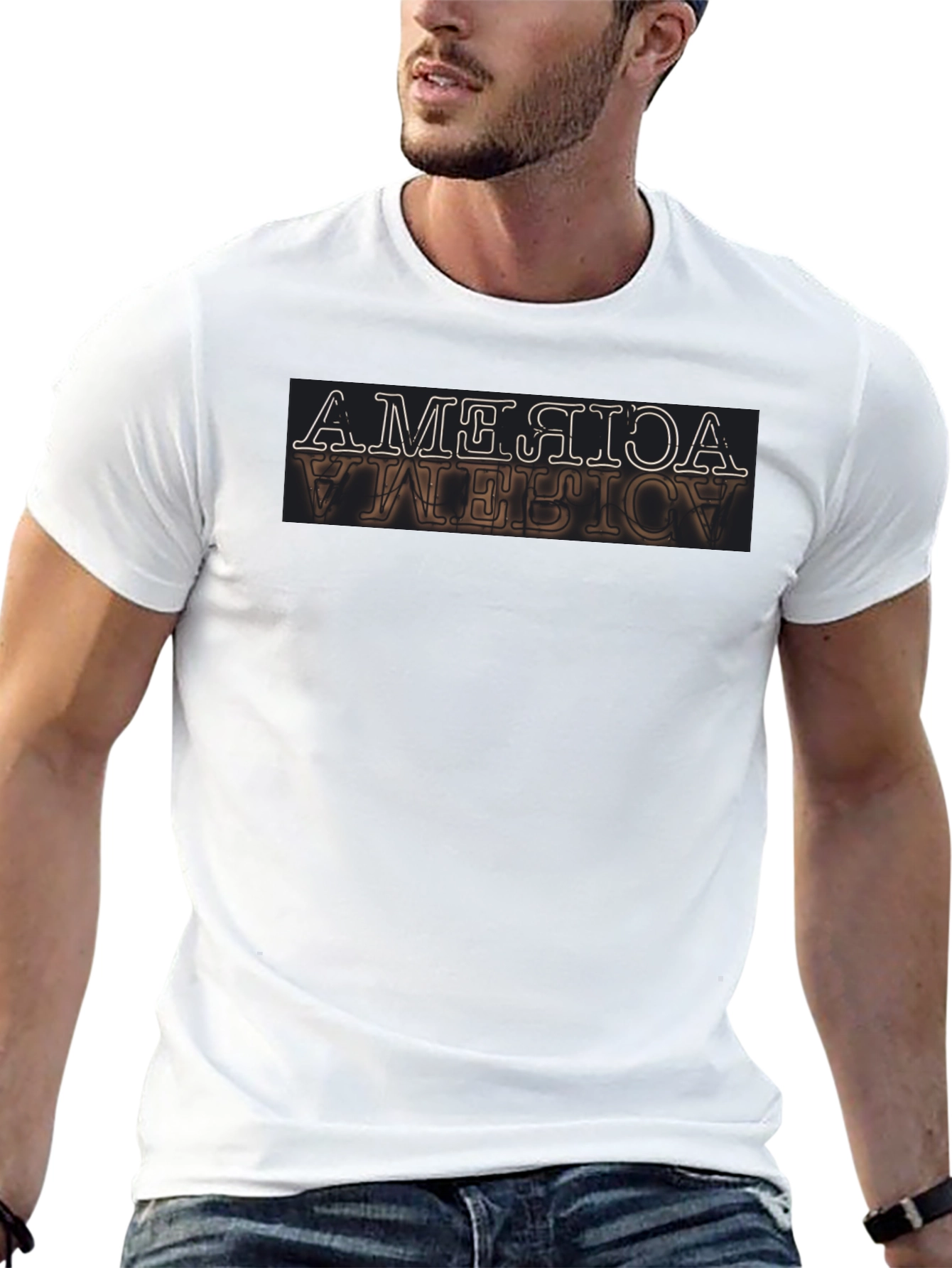 Inverted America Graphic Tee - Retro Design