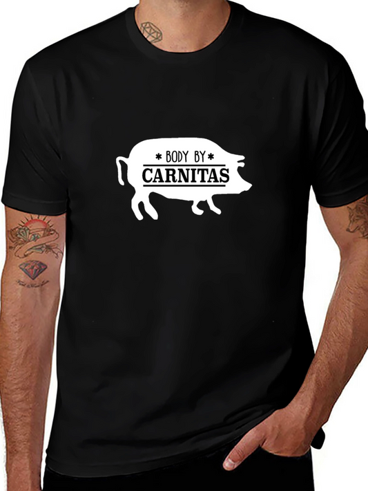 Body by Carnitas Black T-Shirt - Funny Pig Design