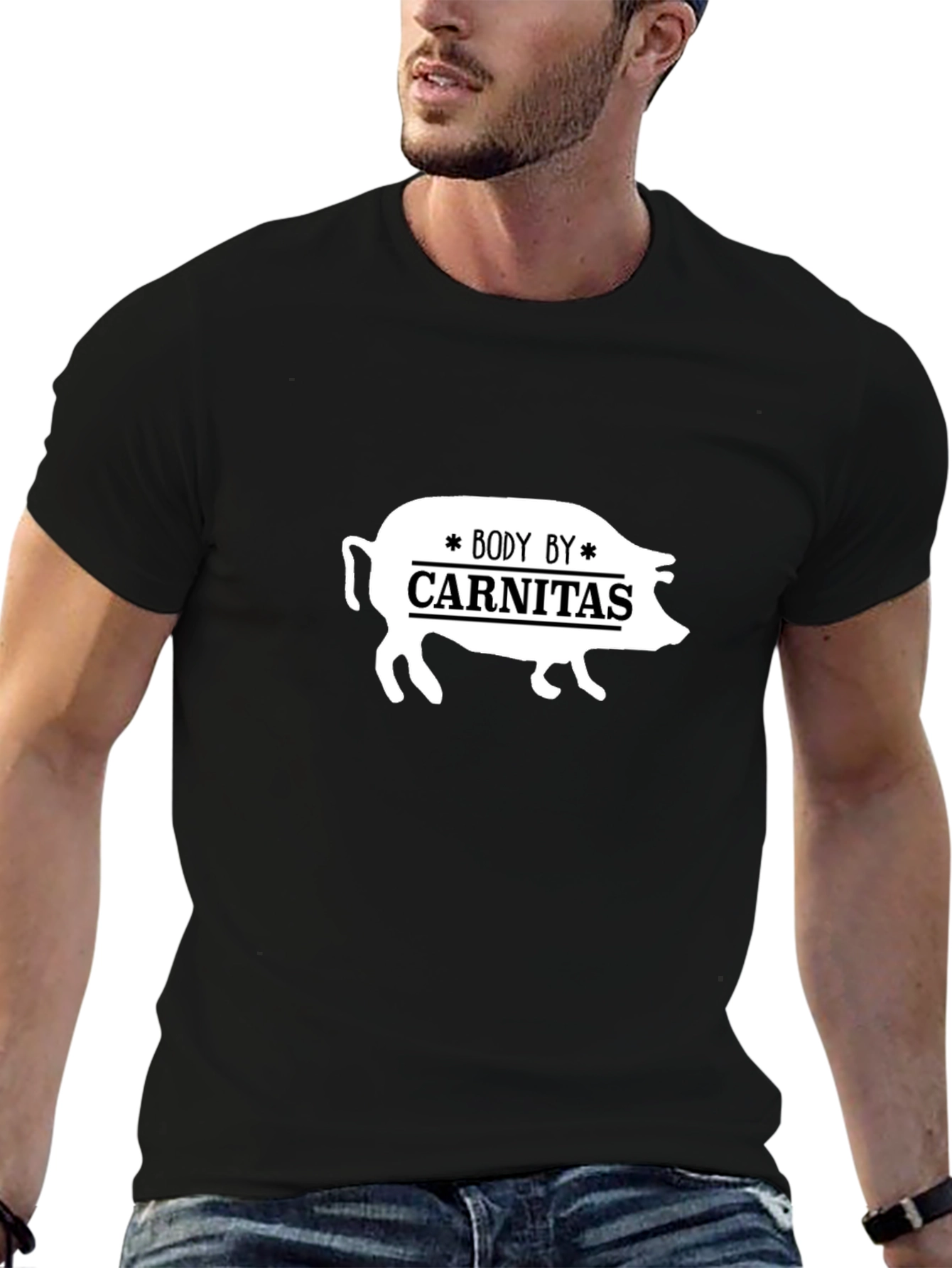 Body by Carnitas Black T-Shirt - Funny Pig Design