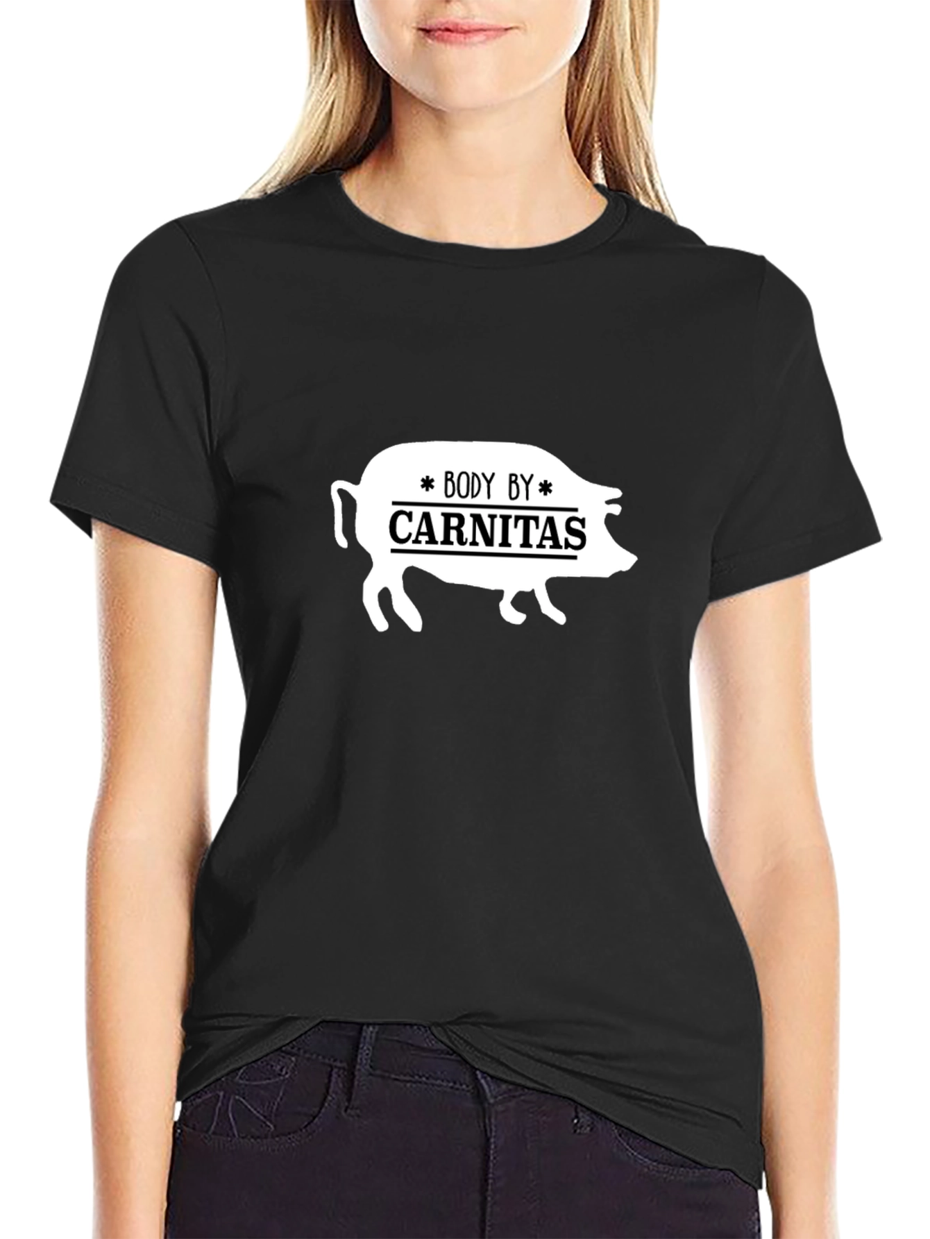 Body by Carnitas Black T-Shirt - Funny Pig Design