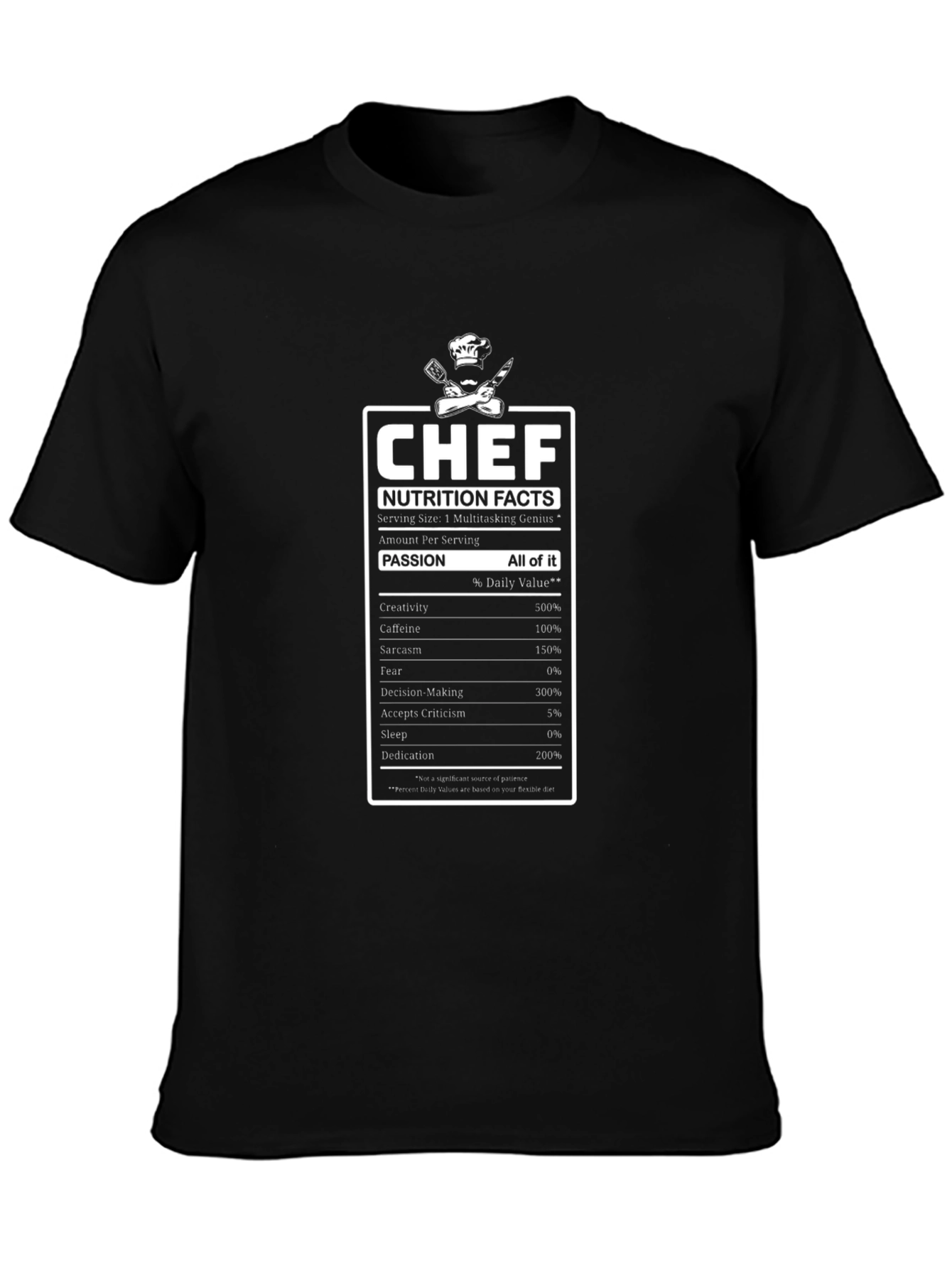 Chef Nutrition Facts Graphic Tee - Black